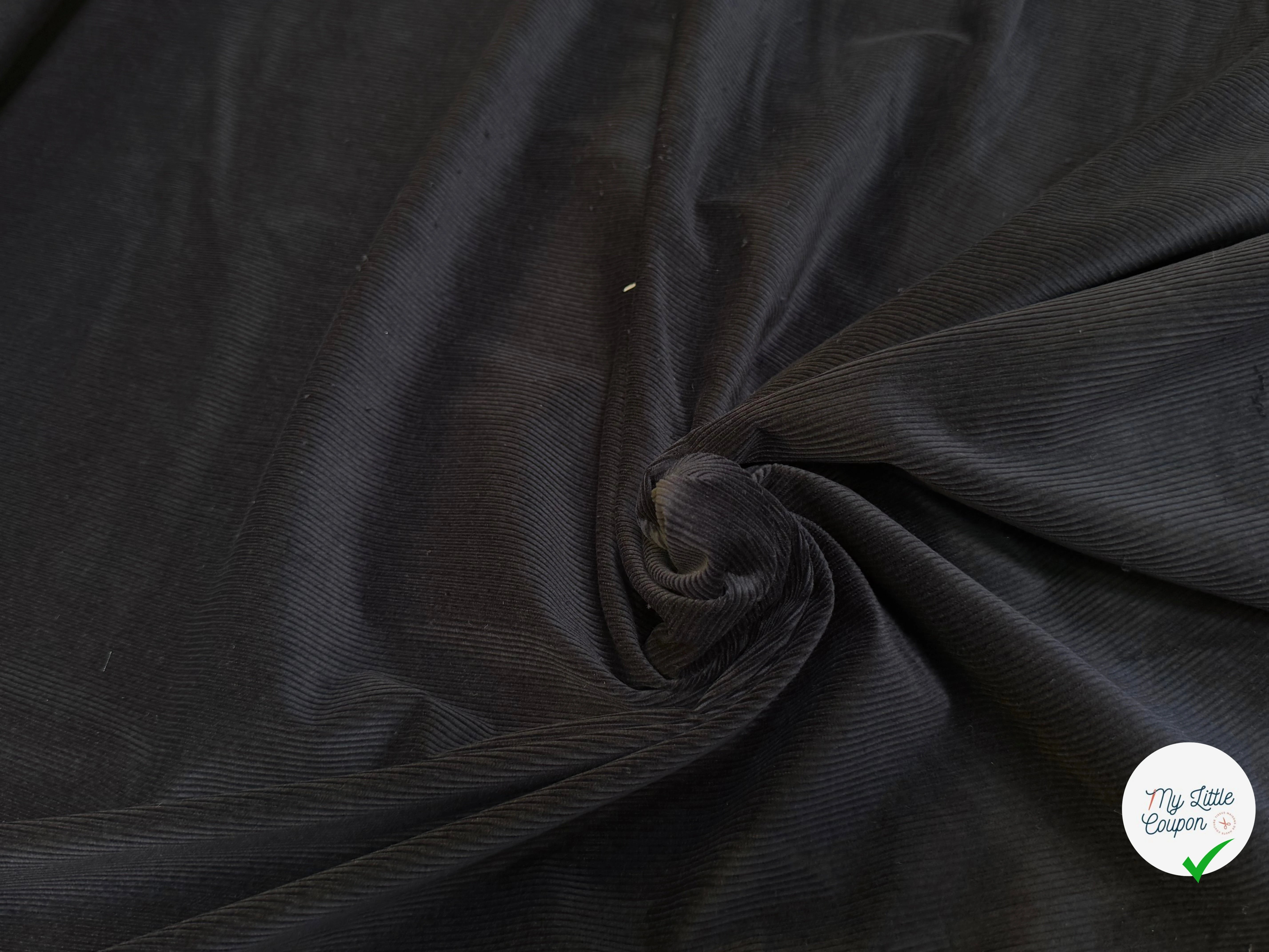 VELOURS DE COTON CÔTELÉ NOIR STRETCH - My Little Coupon