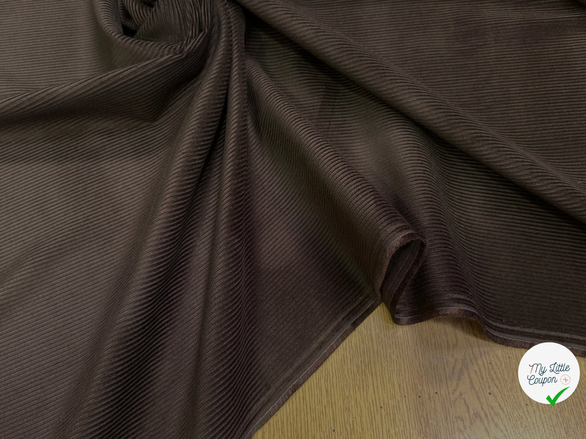 VELOURS DE COTON ET LYOCELL 300 RAIES MARRON 58% COTON 42% LYOCELL - My Little Coupon