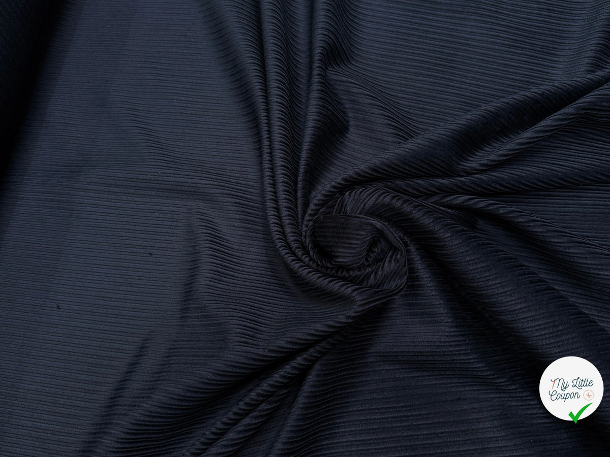 VELOURS DE COTON FANTAISIE 300 RAIES BLEU MARINE 100% COTON - My Little Coupon