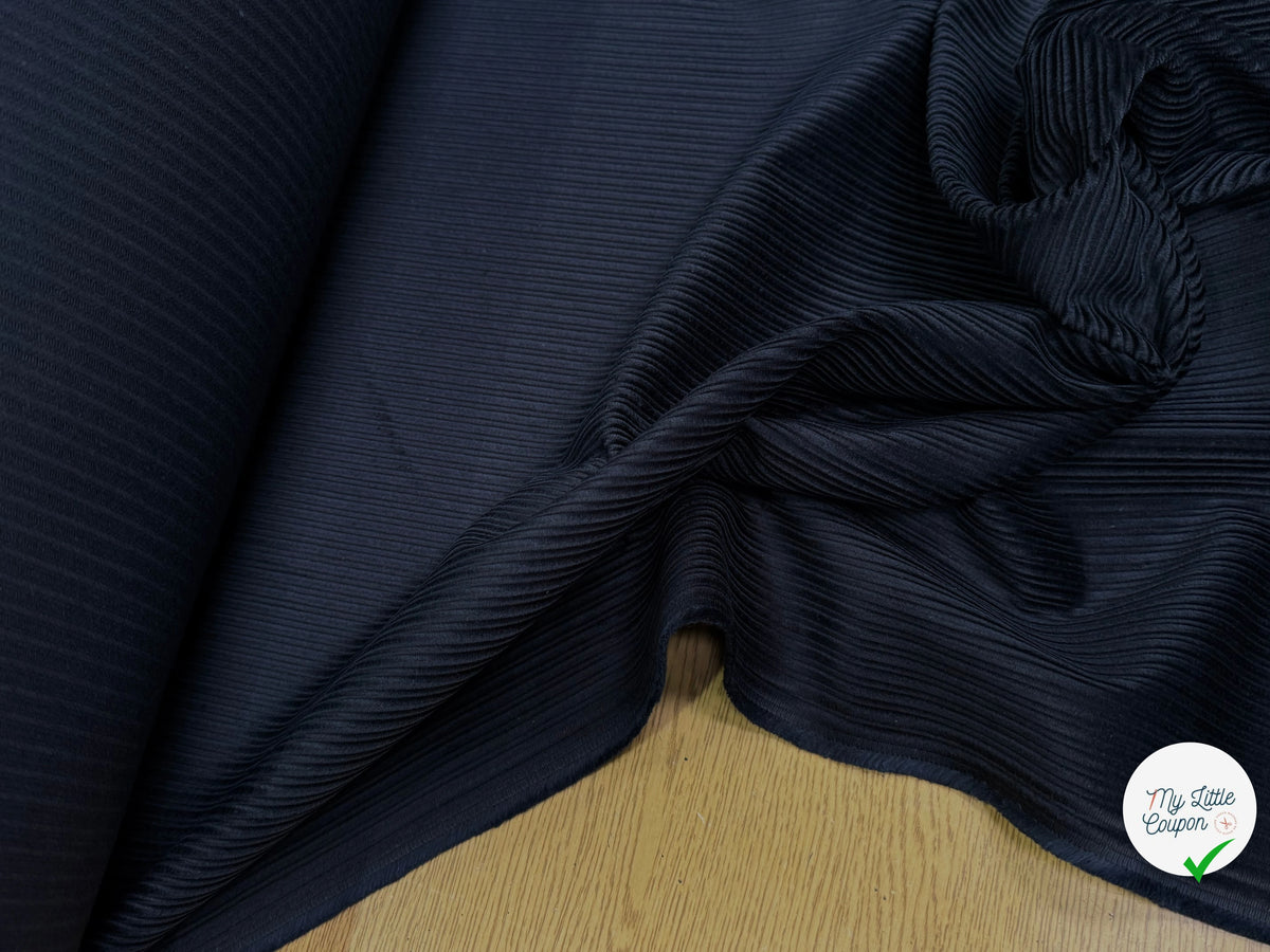 VELOURS DE COTON FANTAISIE 300 RAIES BLEU MARINE 100% COTON - My Little Coupon