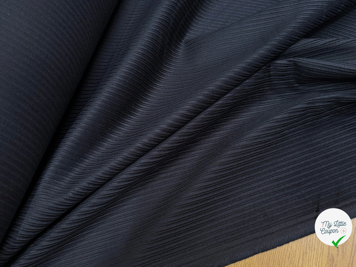 VELOURS DE COTON FANTAISIE 300 RAIES BLEU MARINE 100% COTON - My Little Coupon