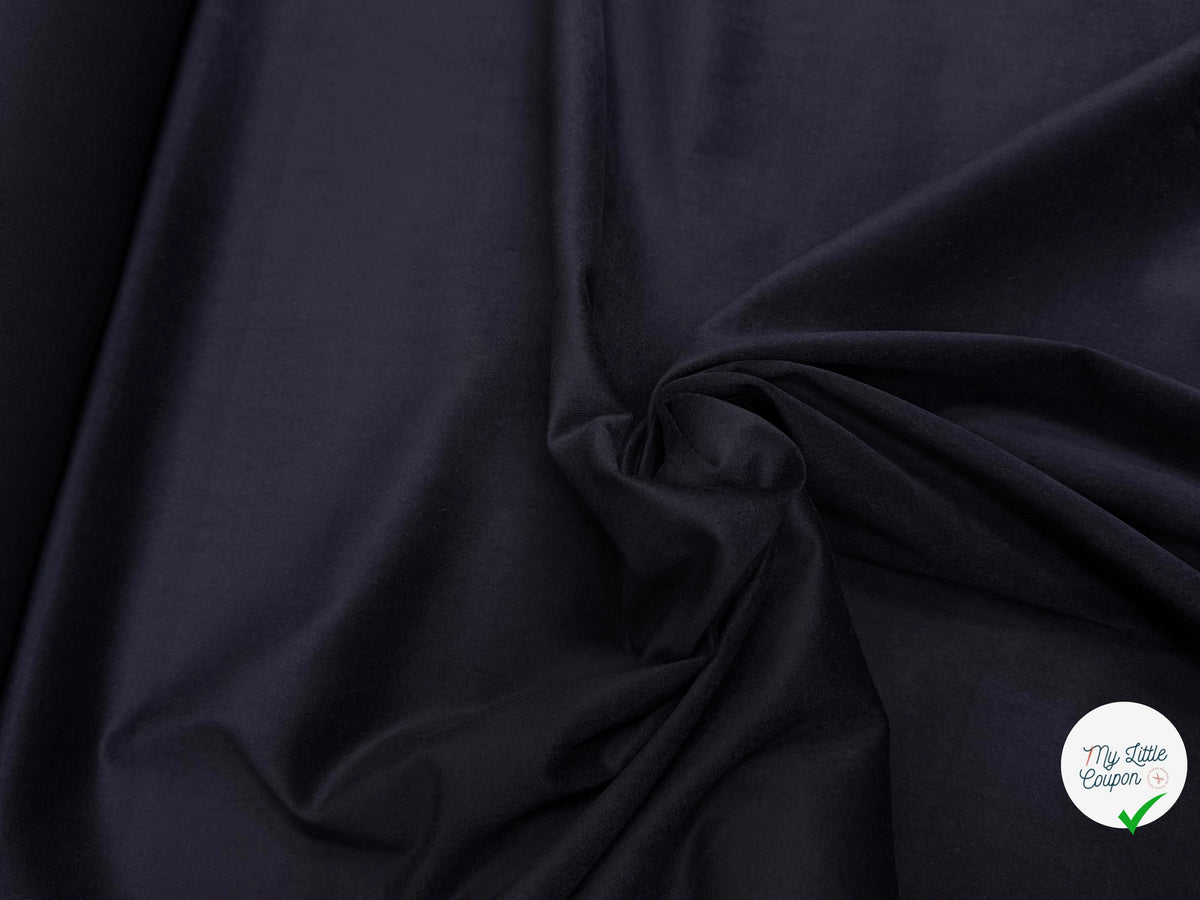 VELOURS DE COTON FAUX-UNI STRETCH VIOLET FONCÉ 98% COTON - My Little Coupon