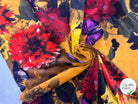 VELOURS DE COTON IMPRIMÉ FLORAL ET PAPILLONS MUSTARD MLC INTERN