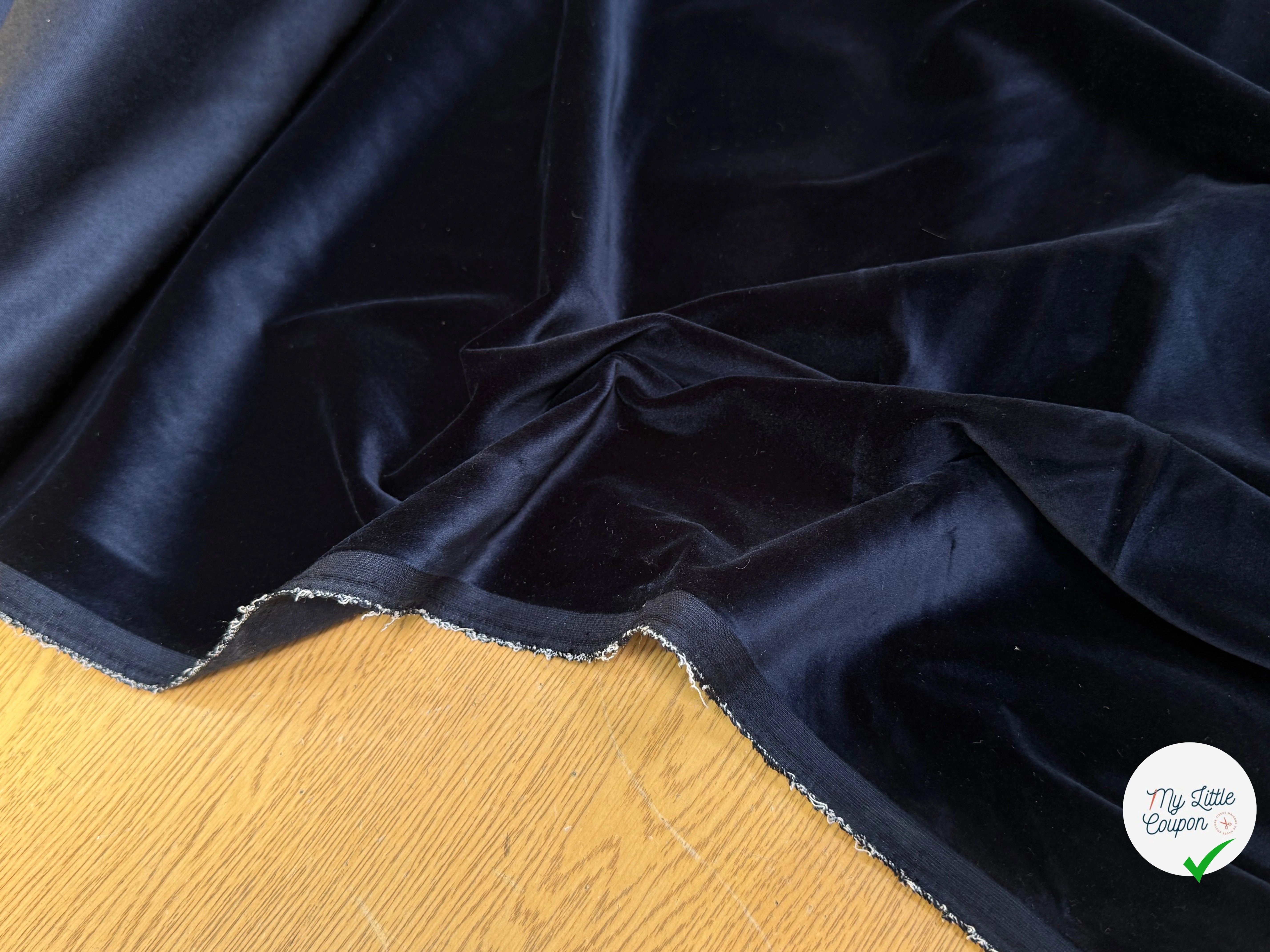 VELOURS DE COTON LISSE TOUT DOUX BLEU MARINE ULTRA BEAU - My Little Coupon