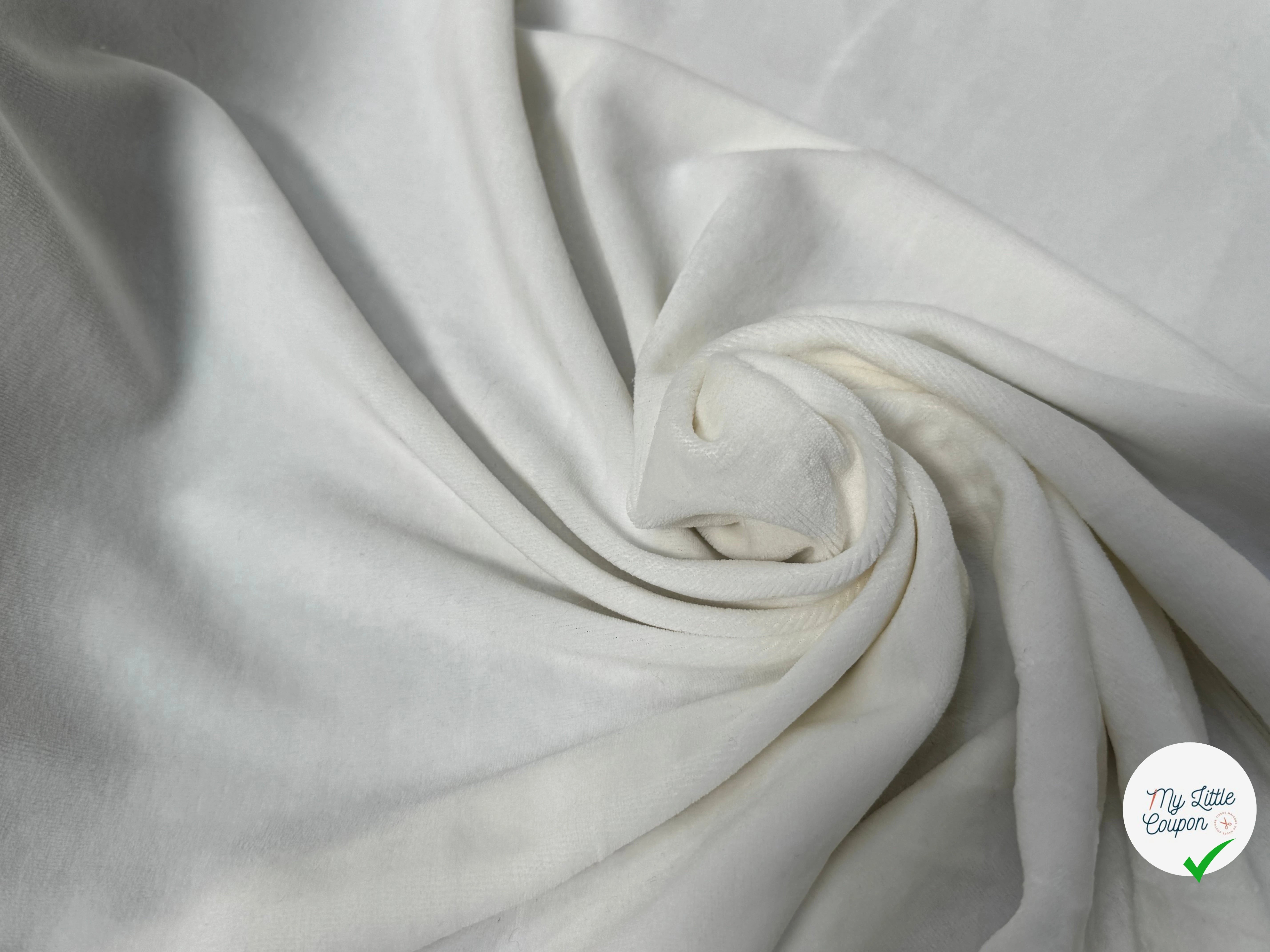 VELOURS DE COTON MOUSSE STRETCH BLANC CASSÉ TOUCHER DOUX - My Little Coupon