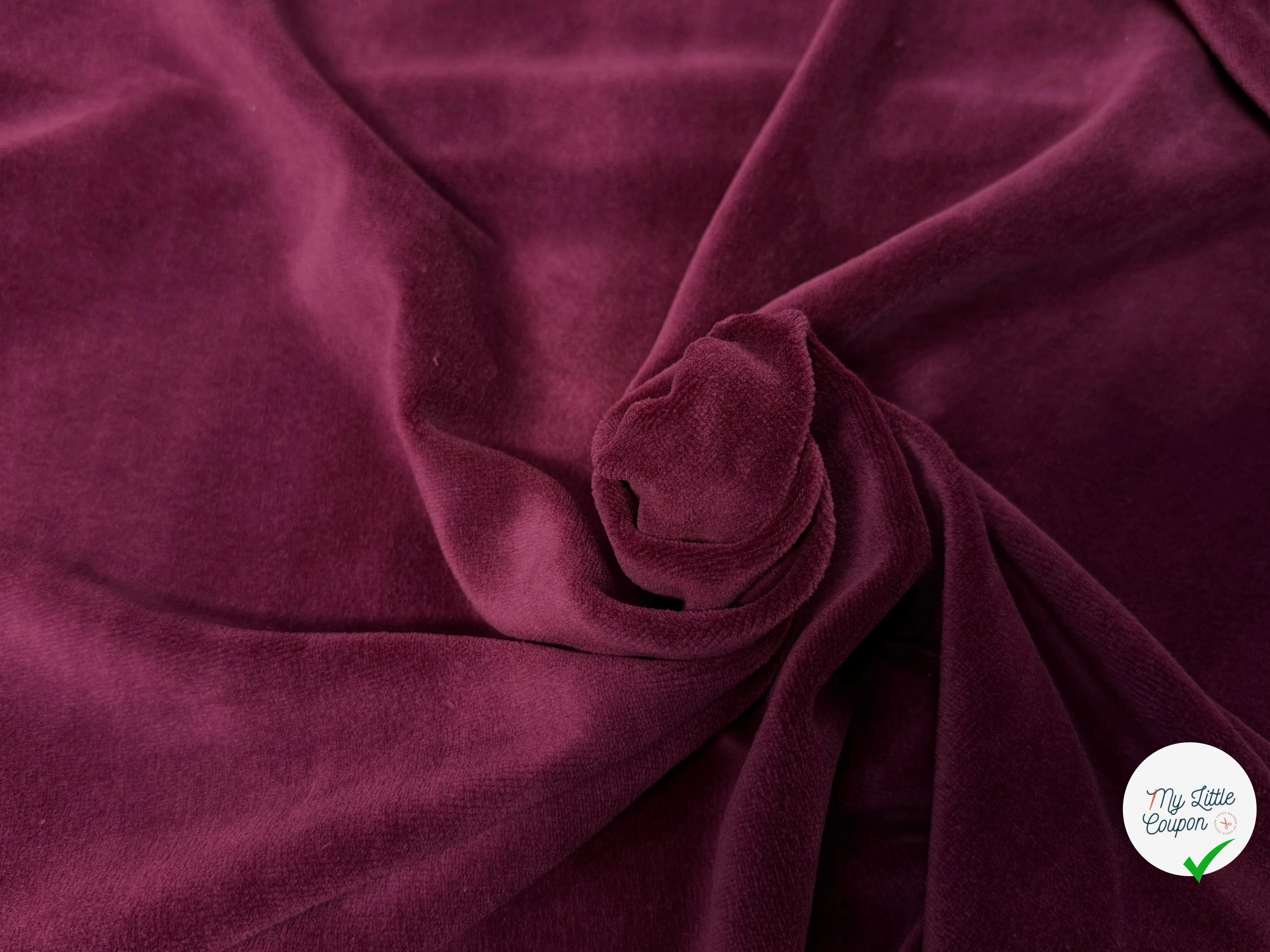 VELOURS DE COTON MOUSSE STRETCH BORDEAUX TOUCHER DOUX - My Little Coupon