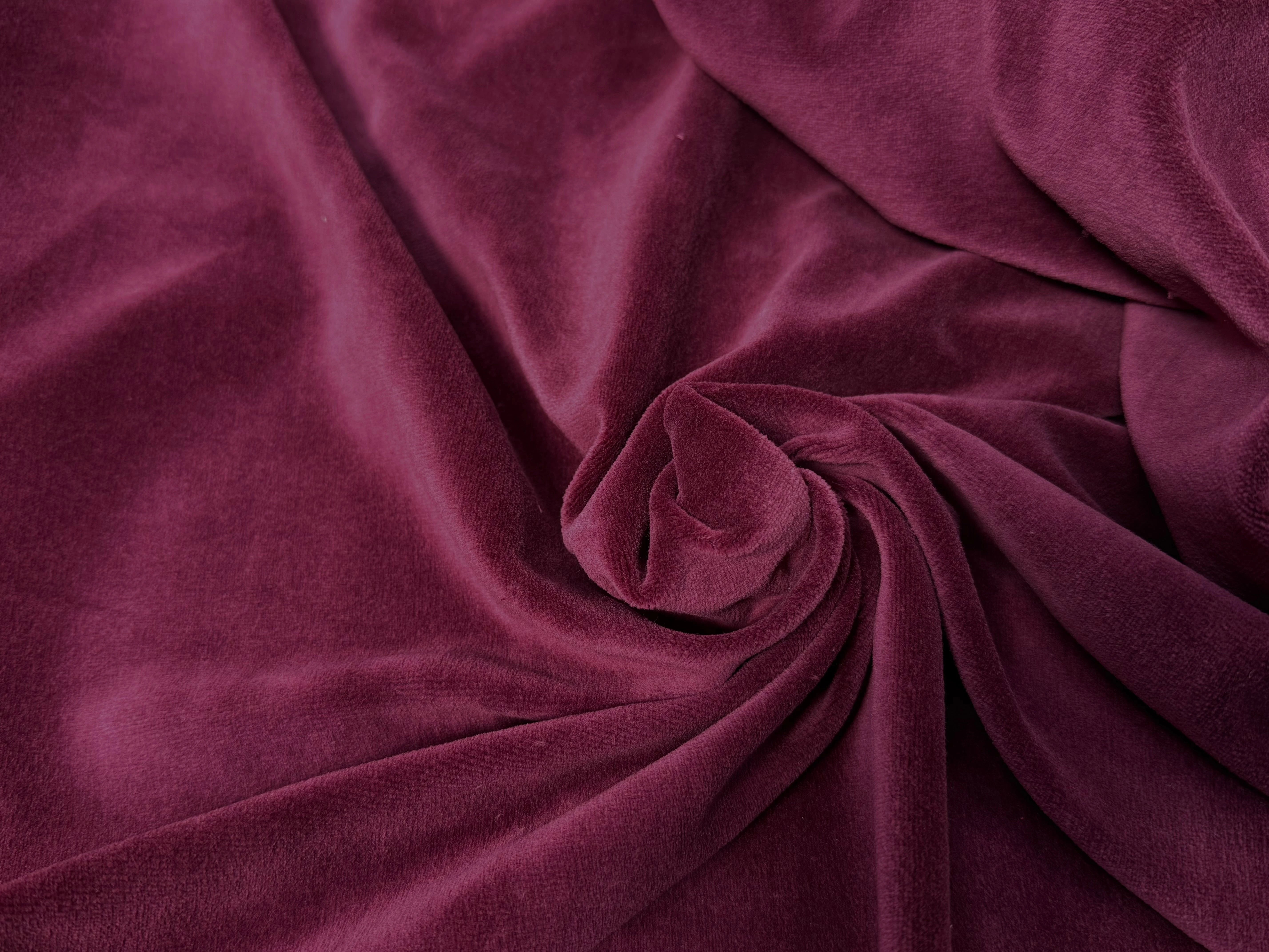 VELOURS DE COTON MOUSSE STRETCH BORDEAUX TOUCHER DOUX - My Little Coupon