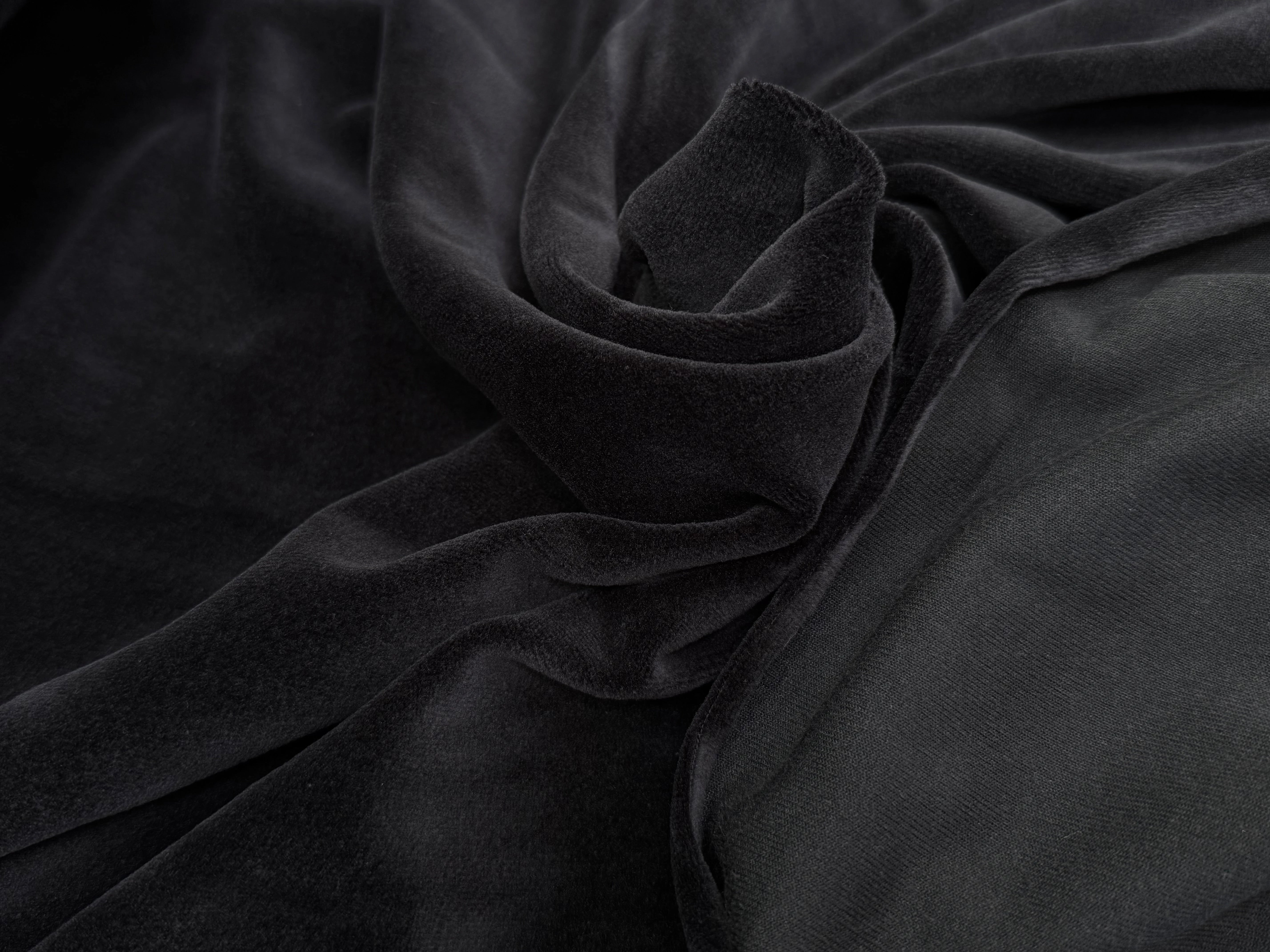 VELOURS DE COTON MOUSSE STRETCH NOIR TOUCHER DOUX - My Little Coupon