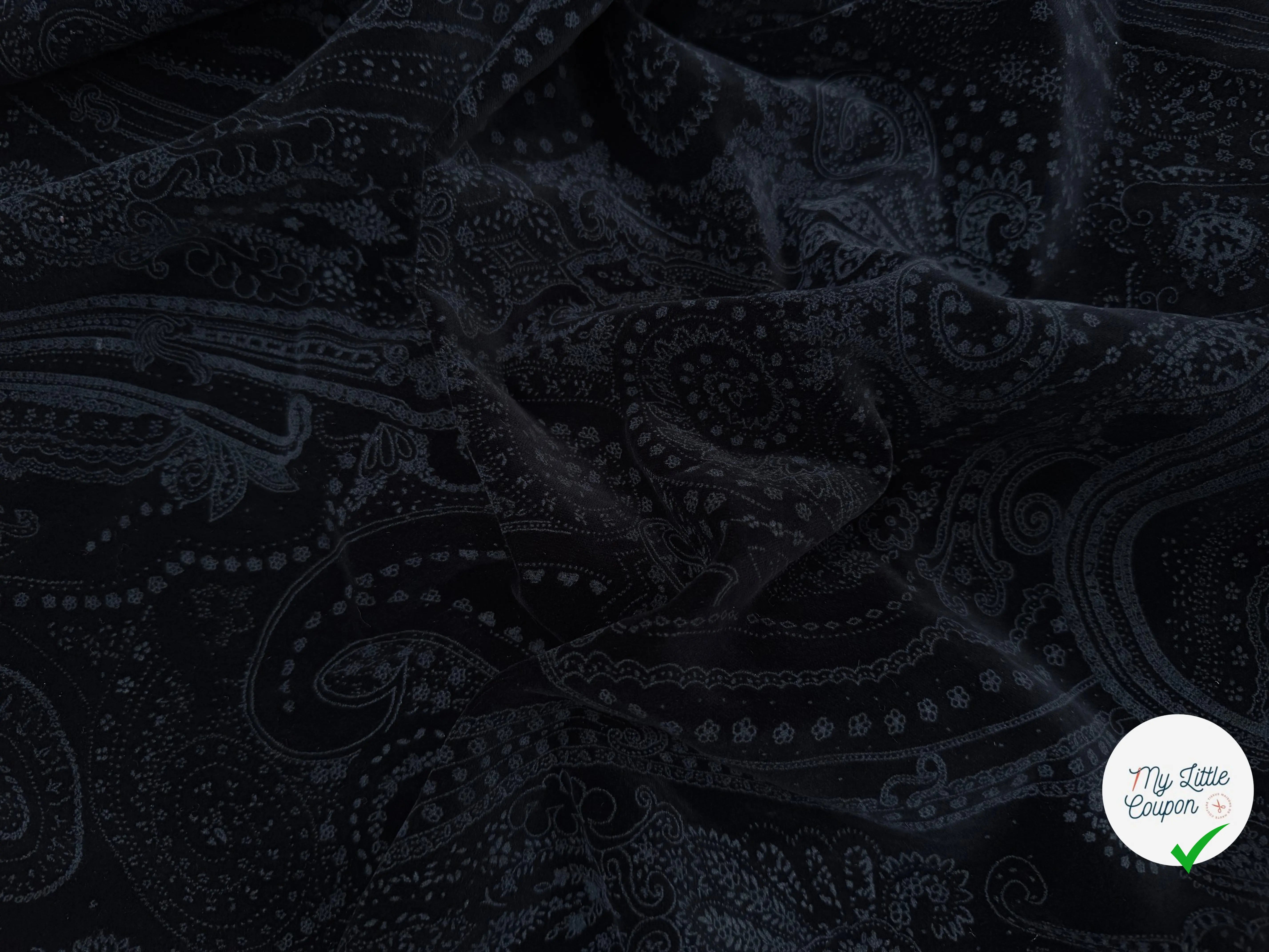 VELOURS DE COTON NOIR MOTIF ESPRIT PERSAN - My Little Coupon