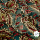 Velours fleurs bleu canard