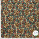 Velours fleurs bleu canard