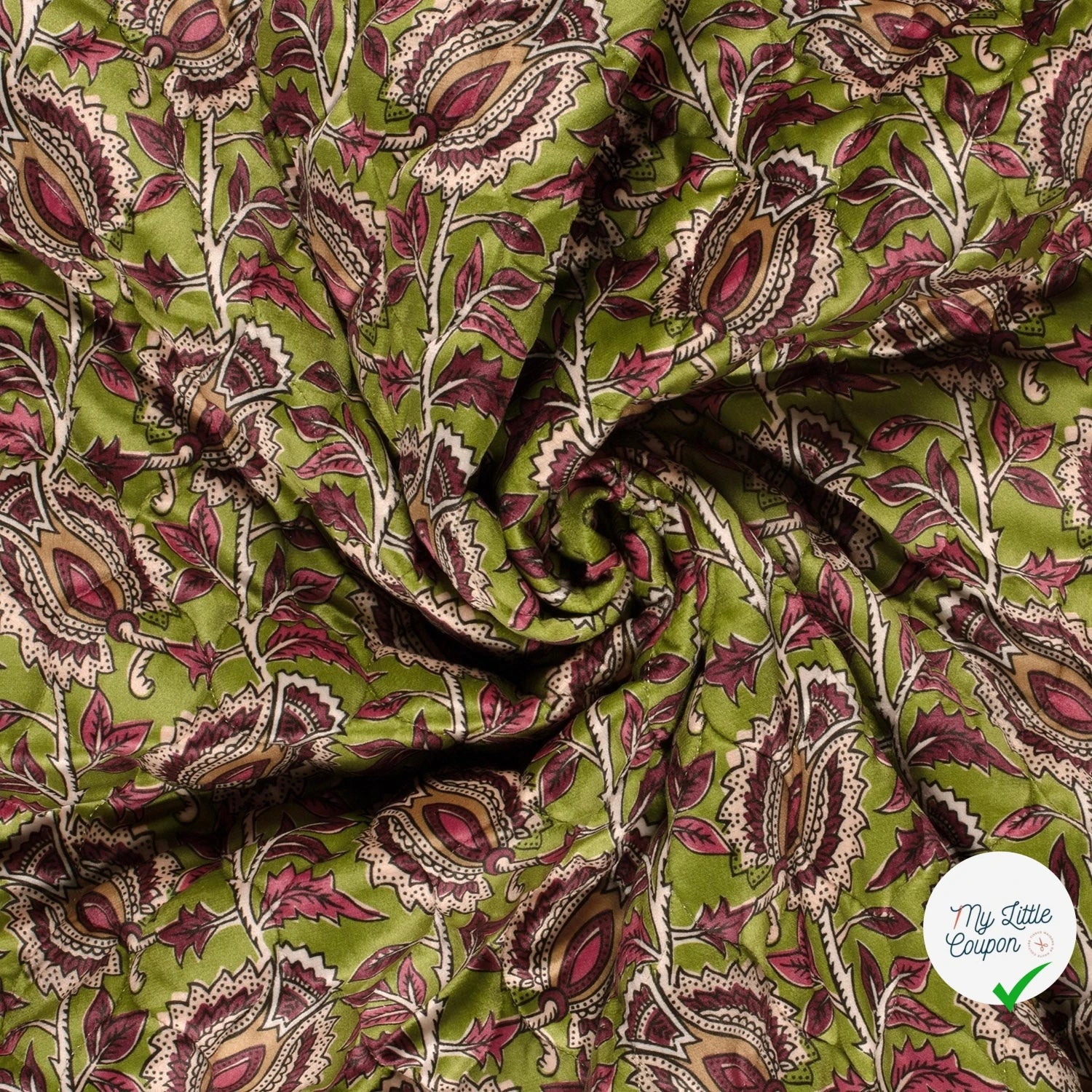 Velours fleurs vert