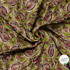 Velours fleurs vert