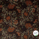 VELOURS IMPRIMÉ FEUILLES BRUN FONCÉ - vue à plat