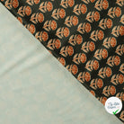 VELOURS IMPRIMÉ FLEURS BLOCKPRINT BRUN FONCÉ - endroit et envers