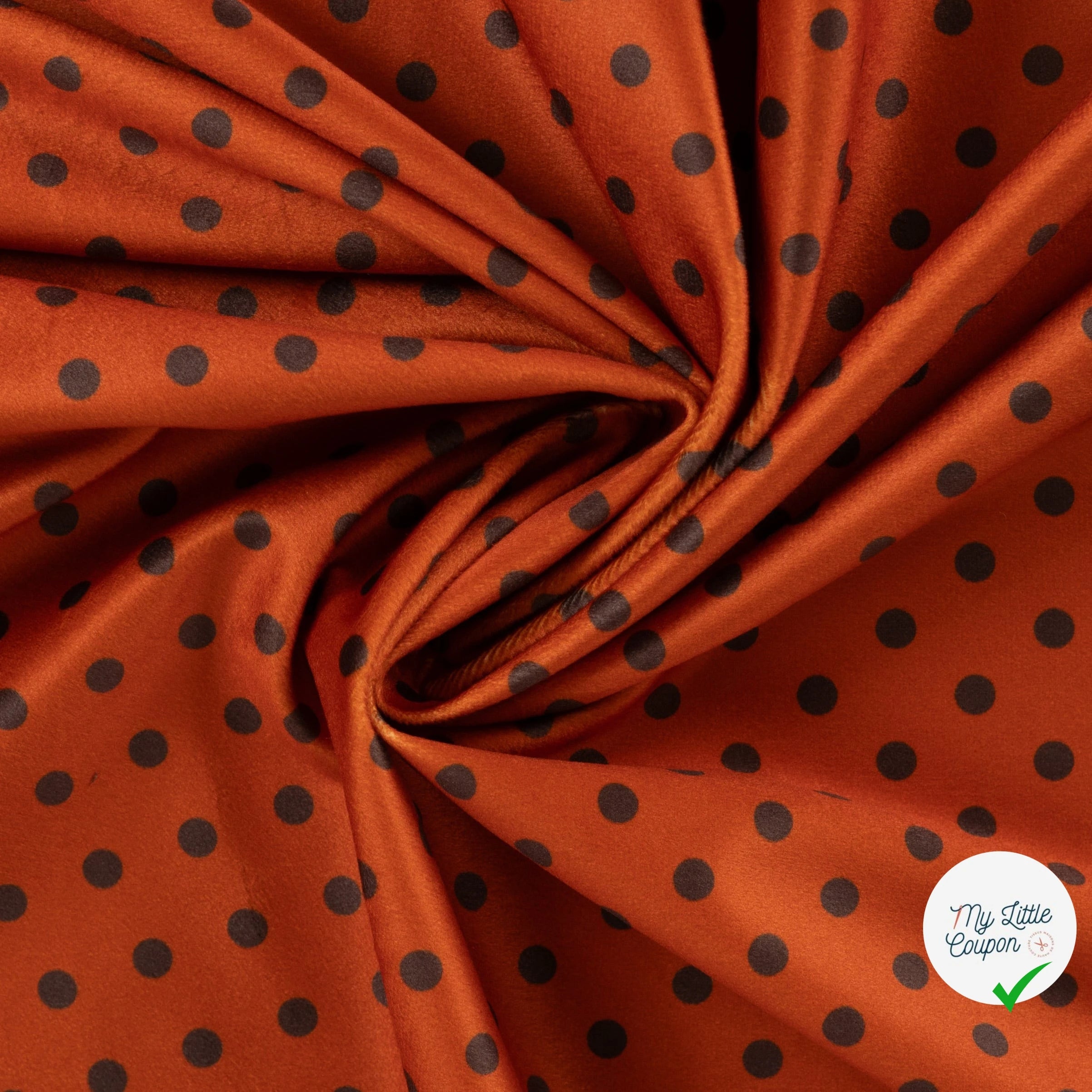 VELOURS IMPRIMÉ POIS BRUN FONCÉ - drapé