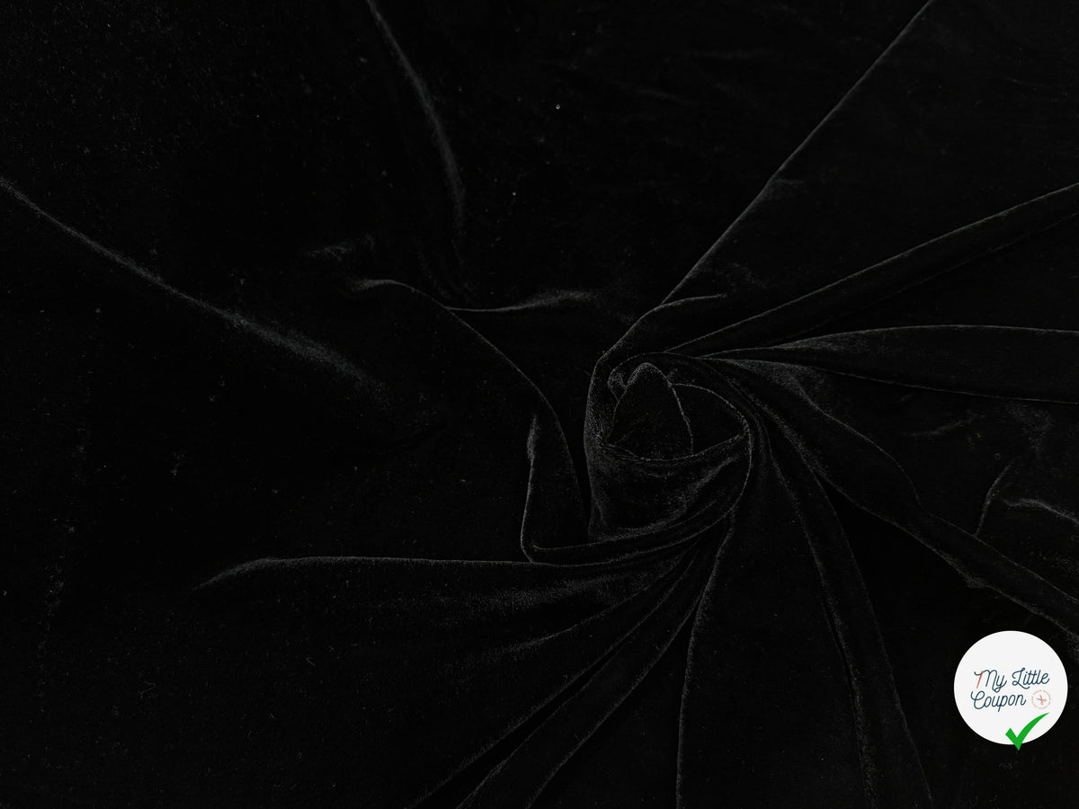 Tissu velours lisse viscose noir royal