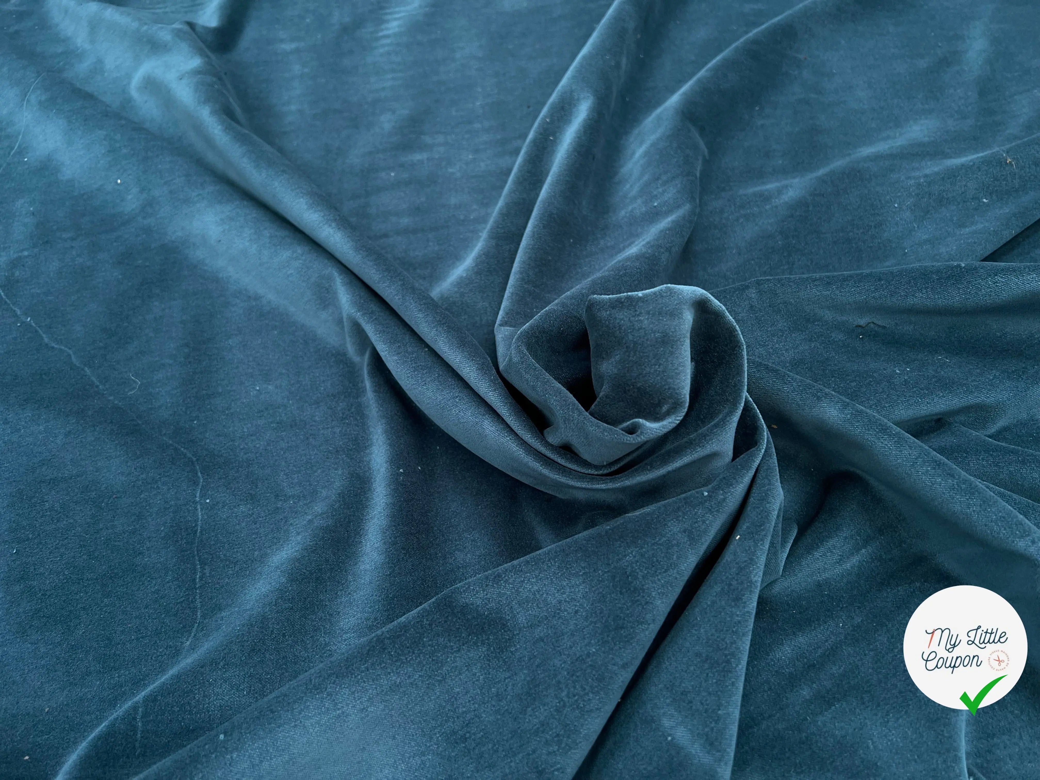 VELOURS LISSE COTON BLEU ITALIEN - My Little Coupon