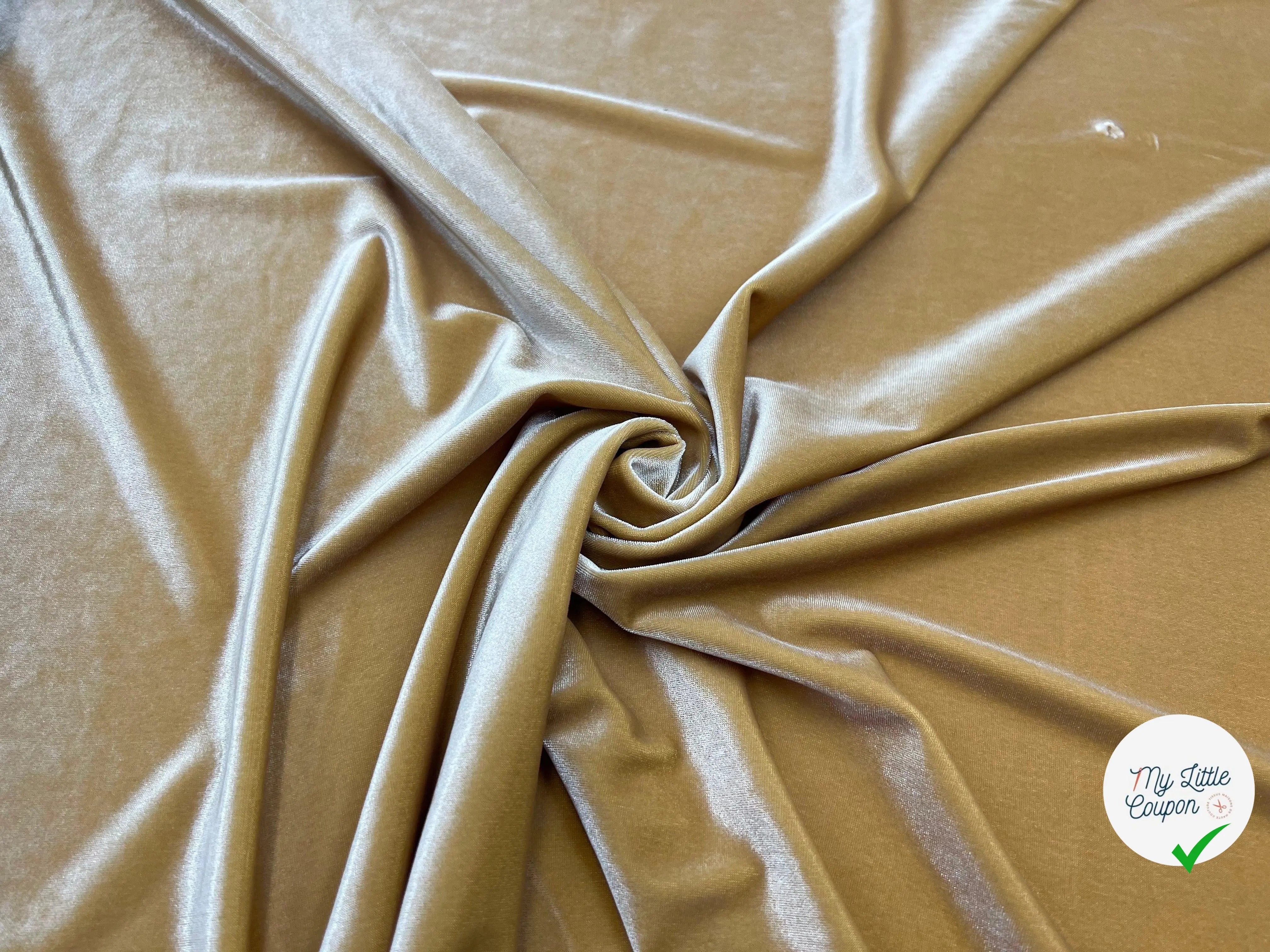 VELOURS MAILLE STRETCH HONEY GOLD - My Little Coupon - tissu - coudre