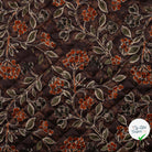 VELOURS MATELASSÉ LOSANGES FLEURS ET FEUILLES BRUN FONCÉ - vue à plat