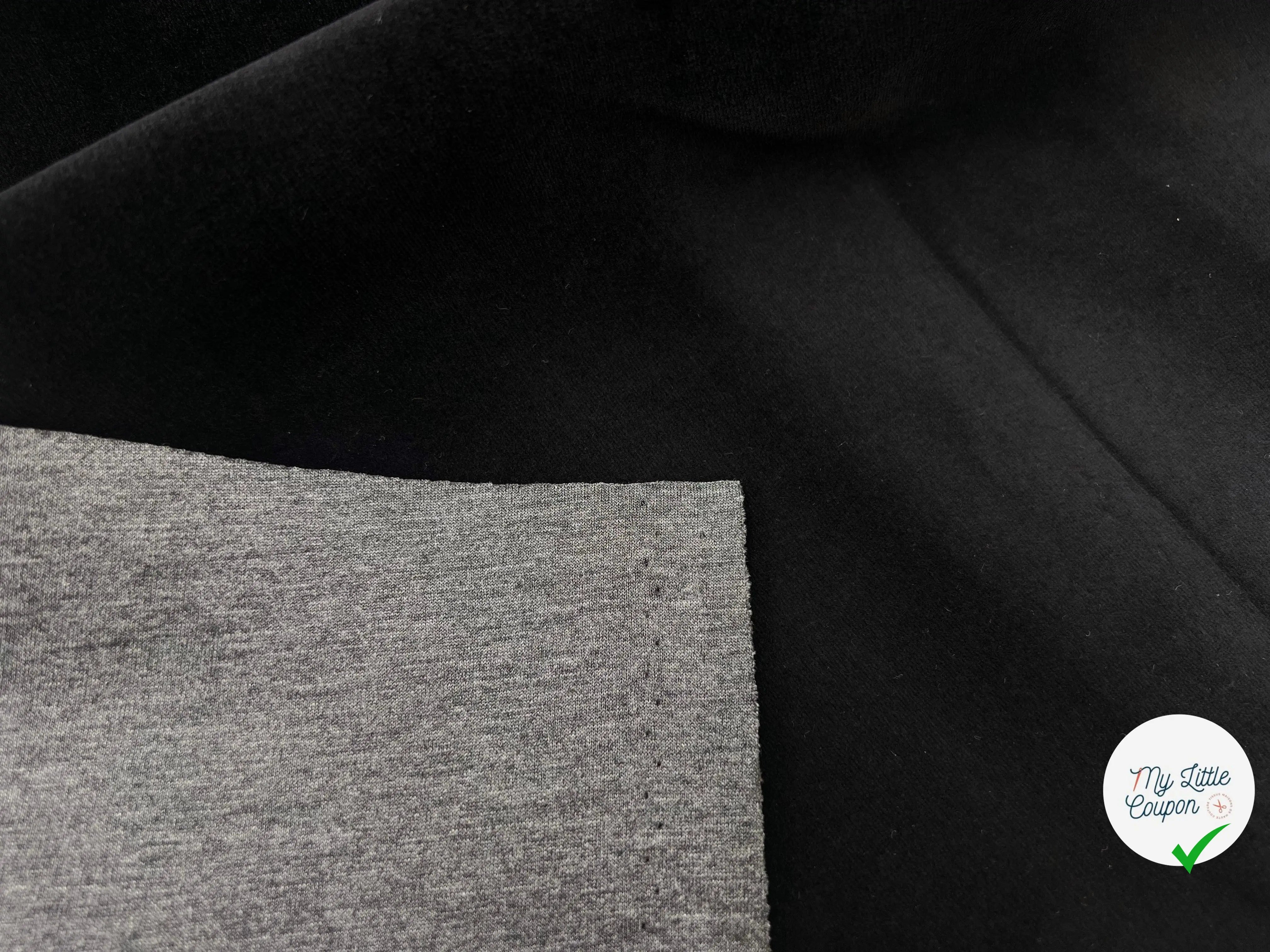 VELOUTINE CONTRECOLLÉE JERSEY GRIS - coupon de tissu de 3 mètres - My Little Coupon - tissu - coudre