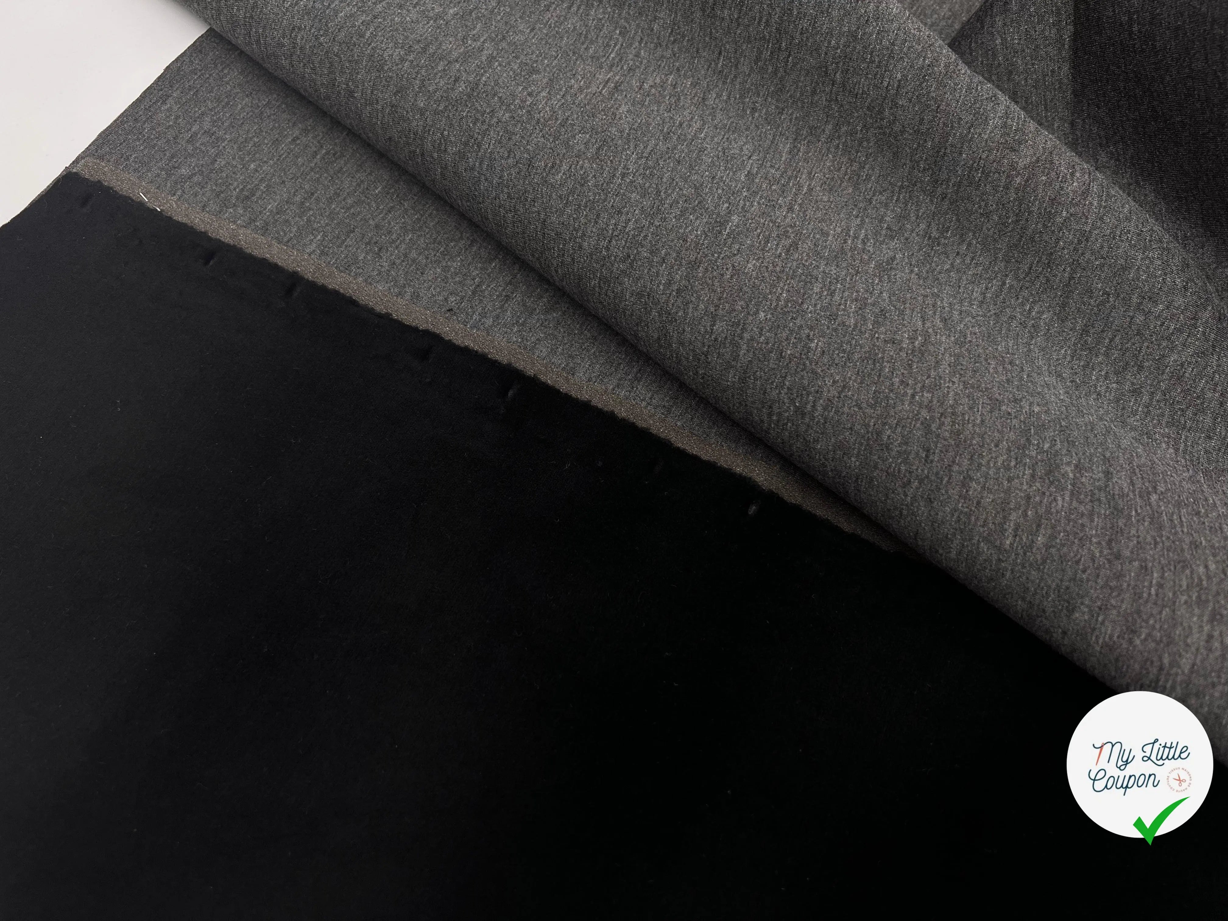 VELOUTINE CONTRECOLLÉE JERSEY GRIS - coupon de tissu de 3 mètres - My Little Coupon - tissu - coudre