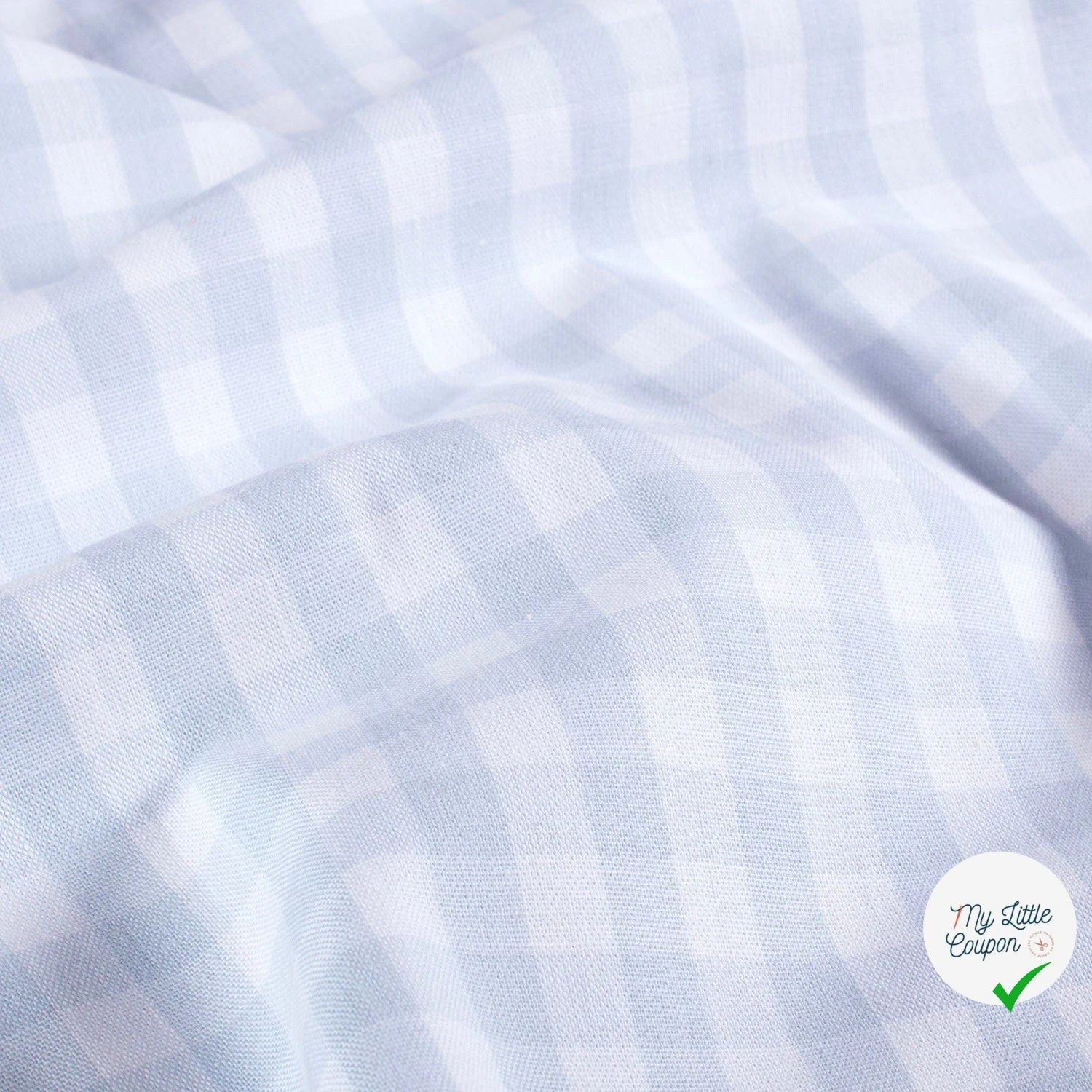 VICHY CARREAUX MOYENS COTON BLEU BÉBÉ - My Little Coupon