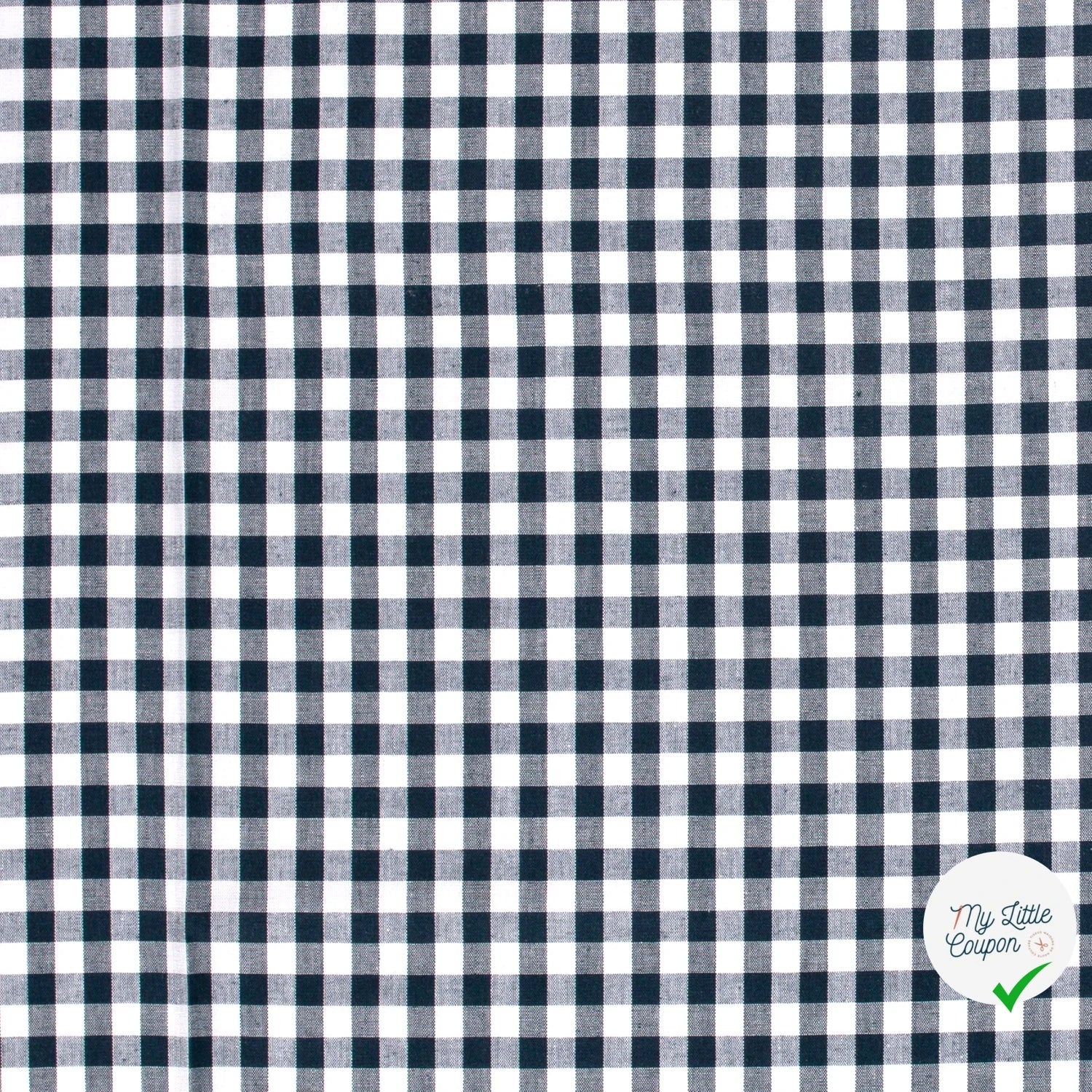 VICHY CARREAUX MOYENS COTON BLEU MARINE - My Little Coupon