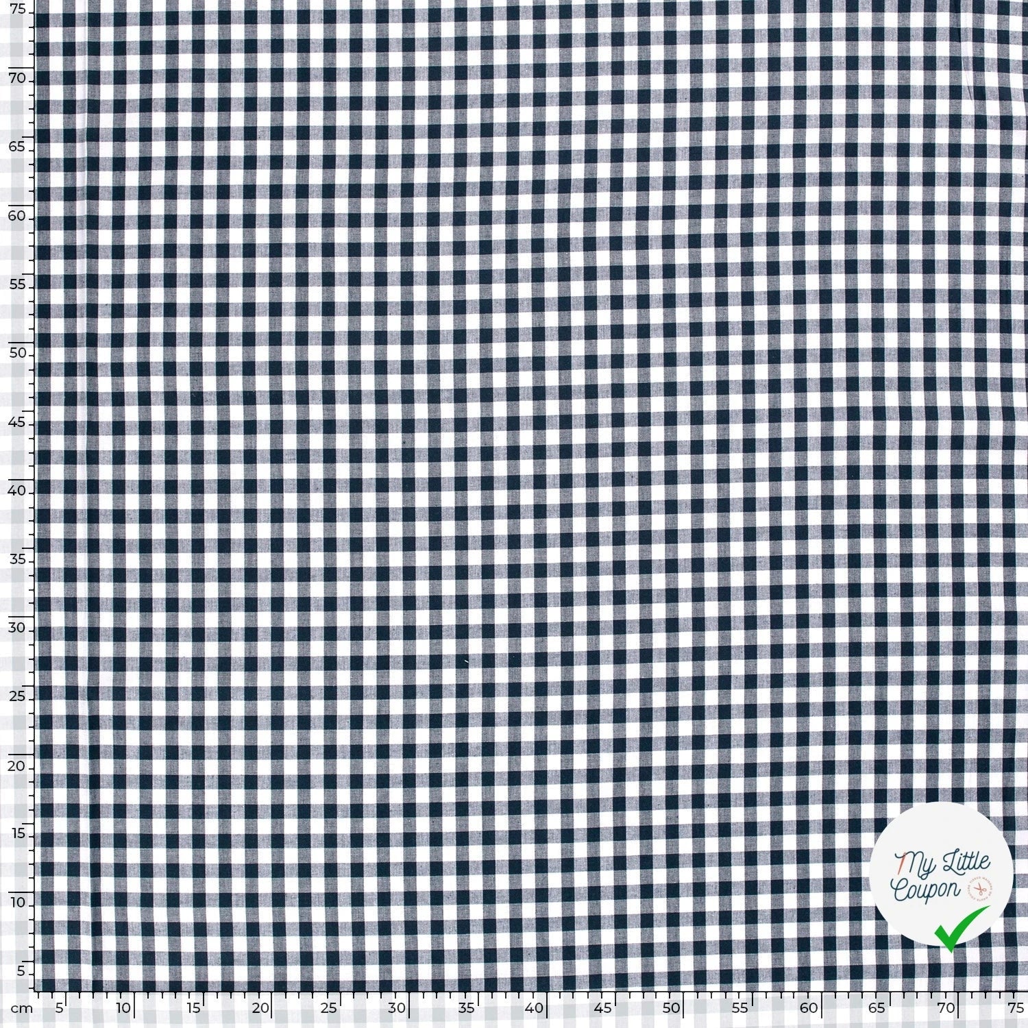 VICHY CARREAUX MOYENS COTON BLEU MARINE - My Little Coupon