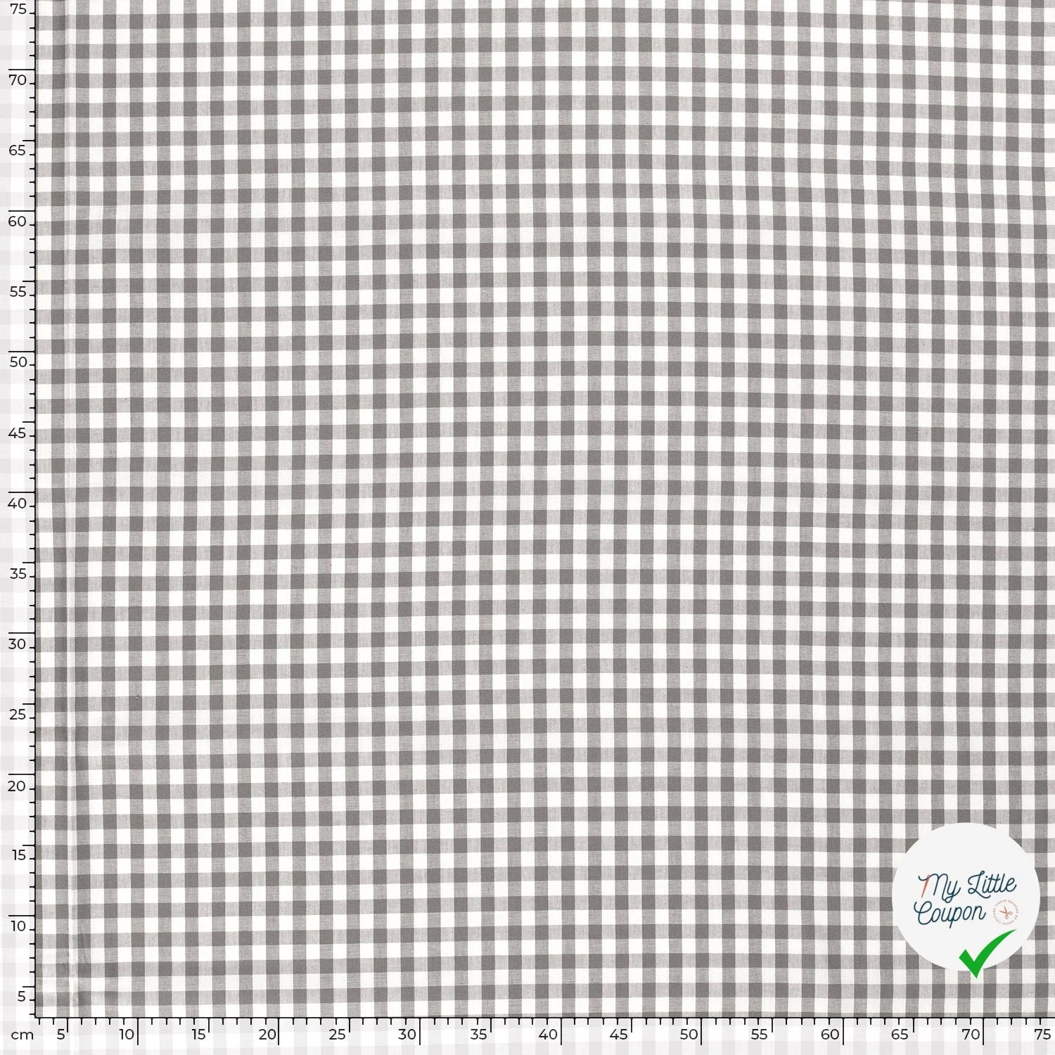 VICHY CARREAUX MOYENS COTON GRIS FONCÉ - My Little Coupon