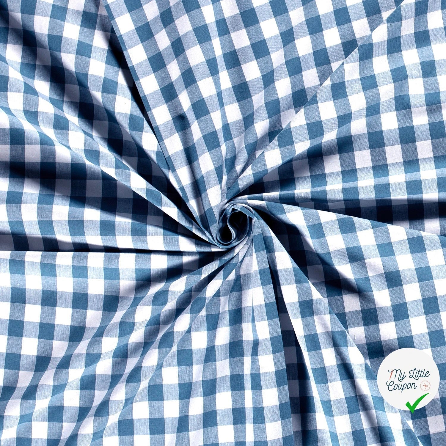 VICHY GROS CARREAUX COTON INDIGO - My Little Coupon