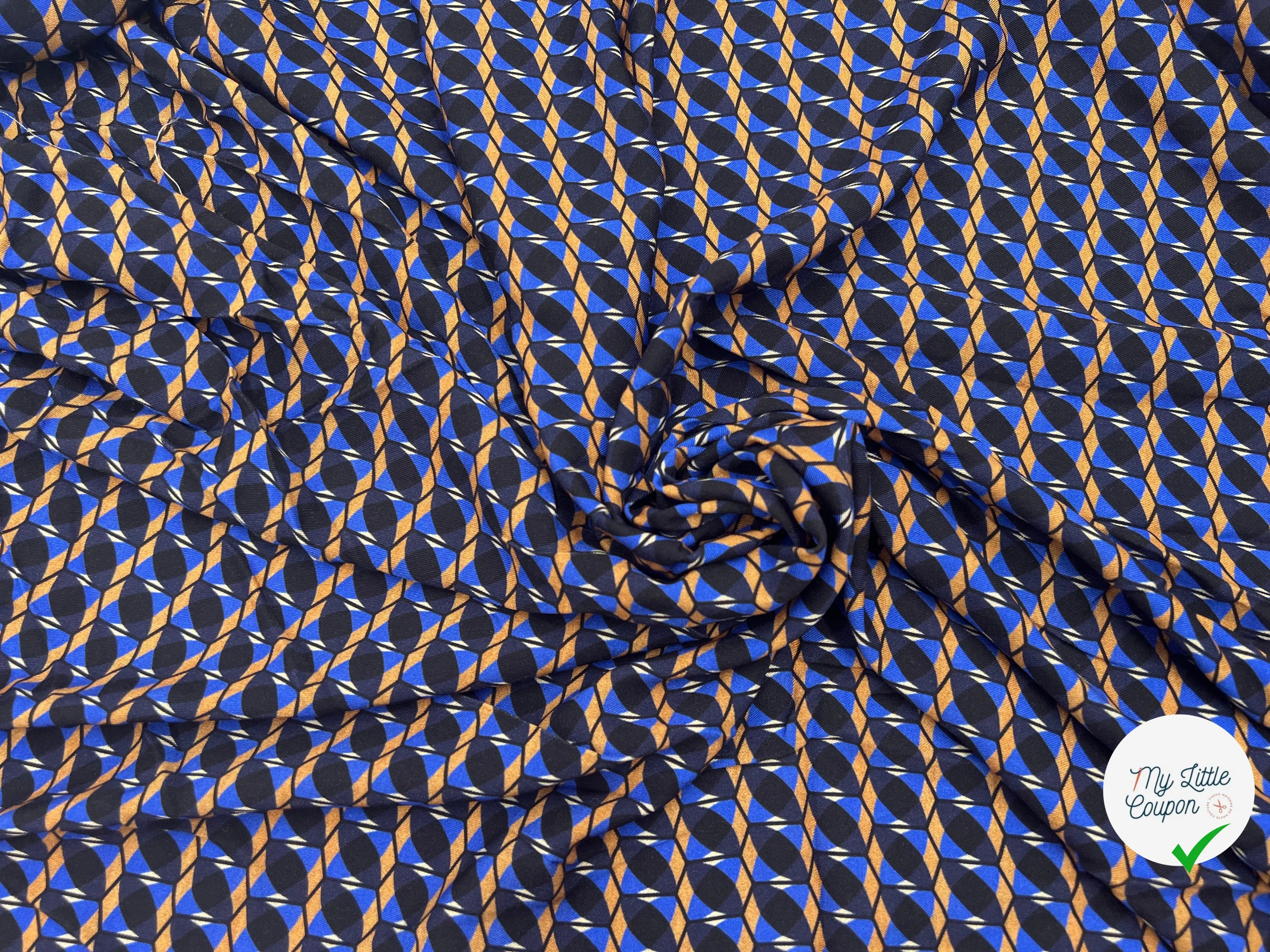 VISCOSE ABSTRACTION GÉOMÉTRIQUE BLUE EDITION - My Little Coupon - tissu - coudre