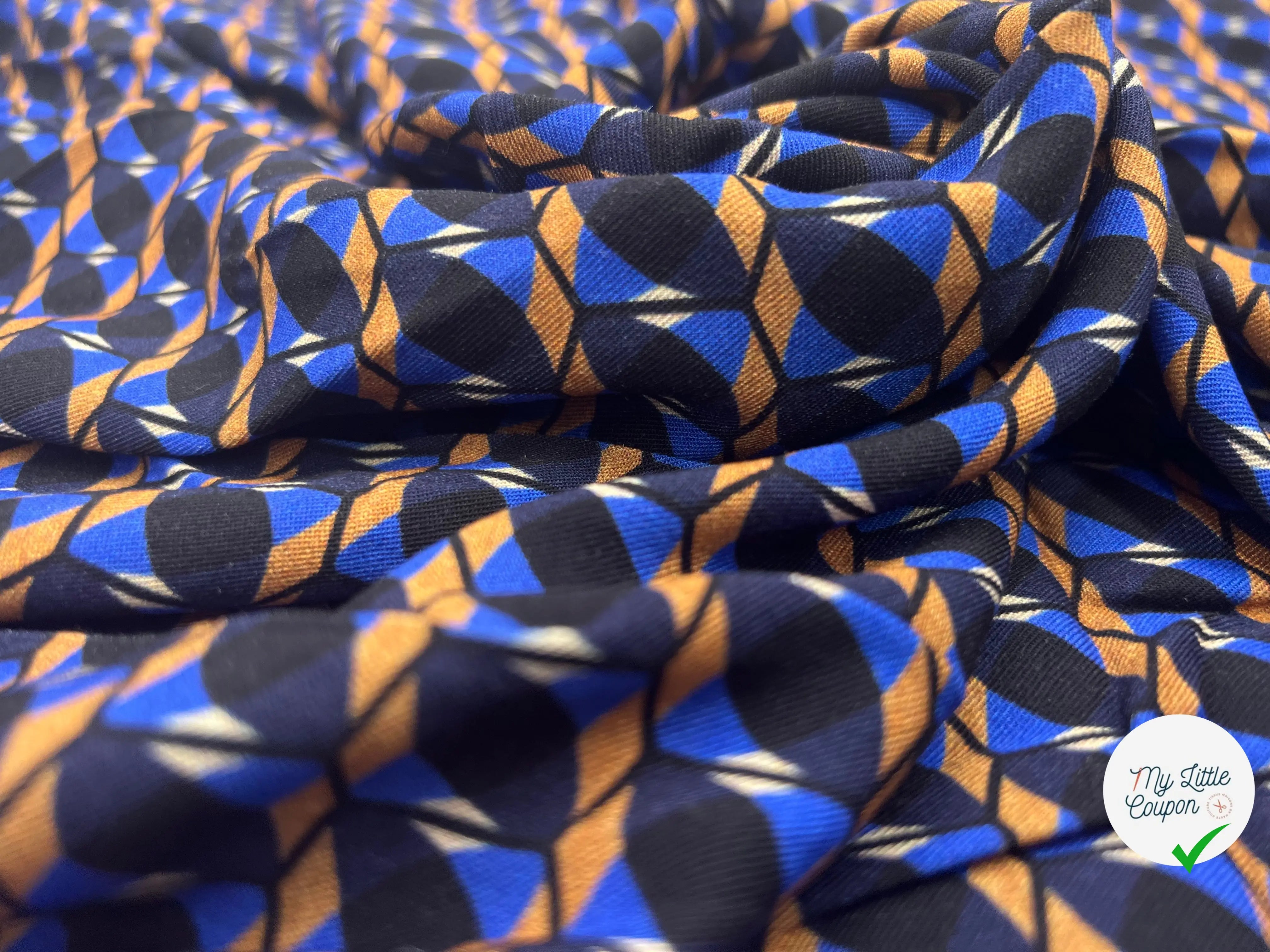 VISCOSE ABSTRACTION GÉOMÉTRIQUE BLUE EDITION - My Little Coupon - tissu - coudre