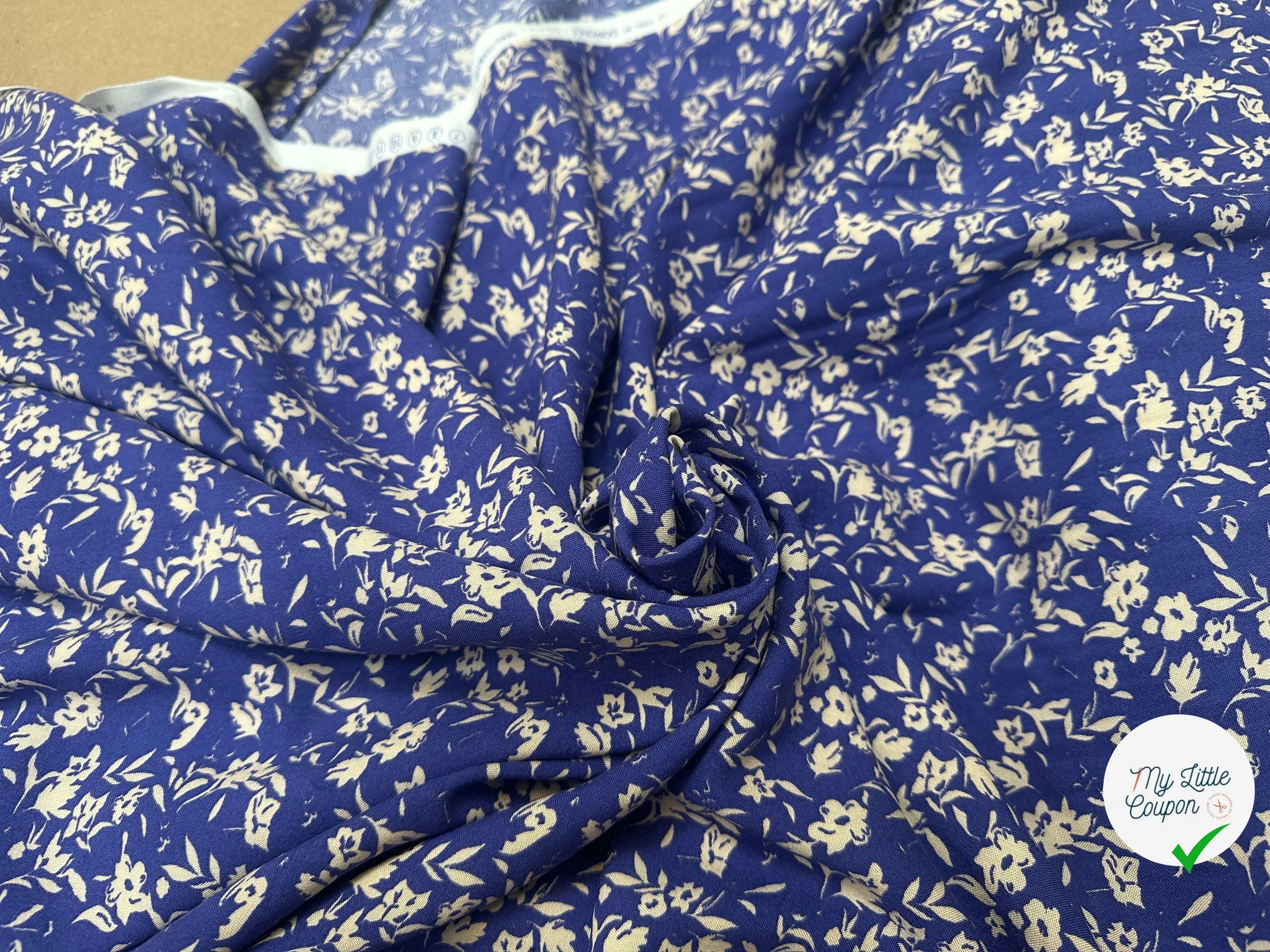 VISCOSE AFIA BLEU / ECRU - My Little Coupon