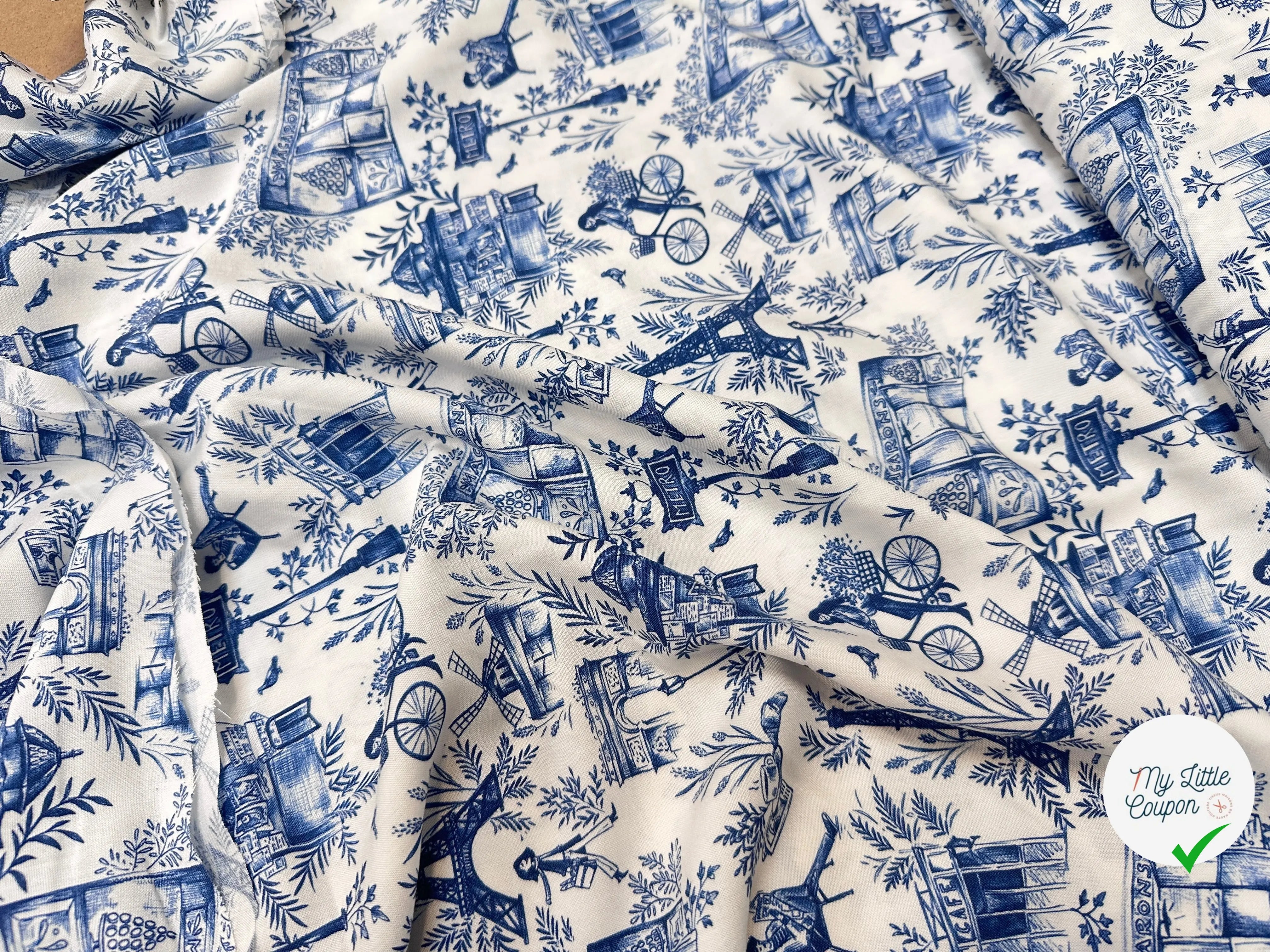 VISCOSE BAGUETTE BLANC / BLEU - My Little Coupon