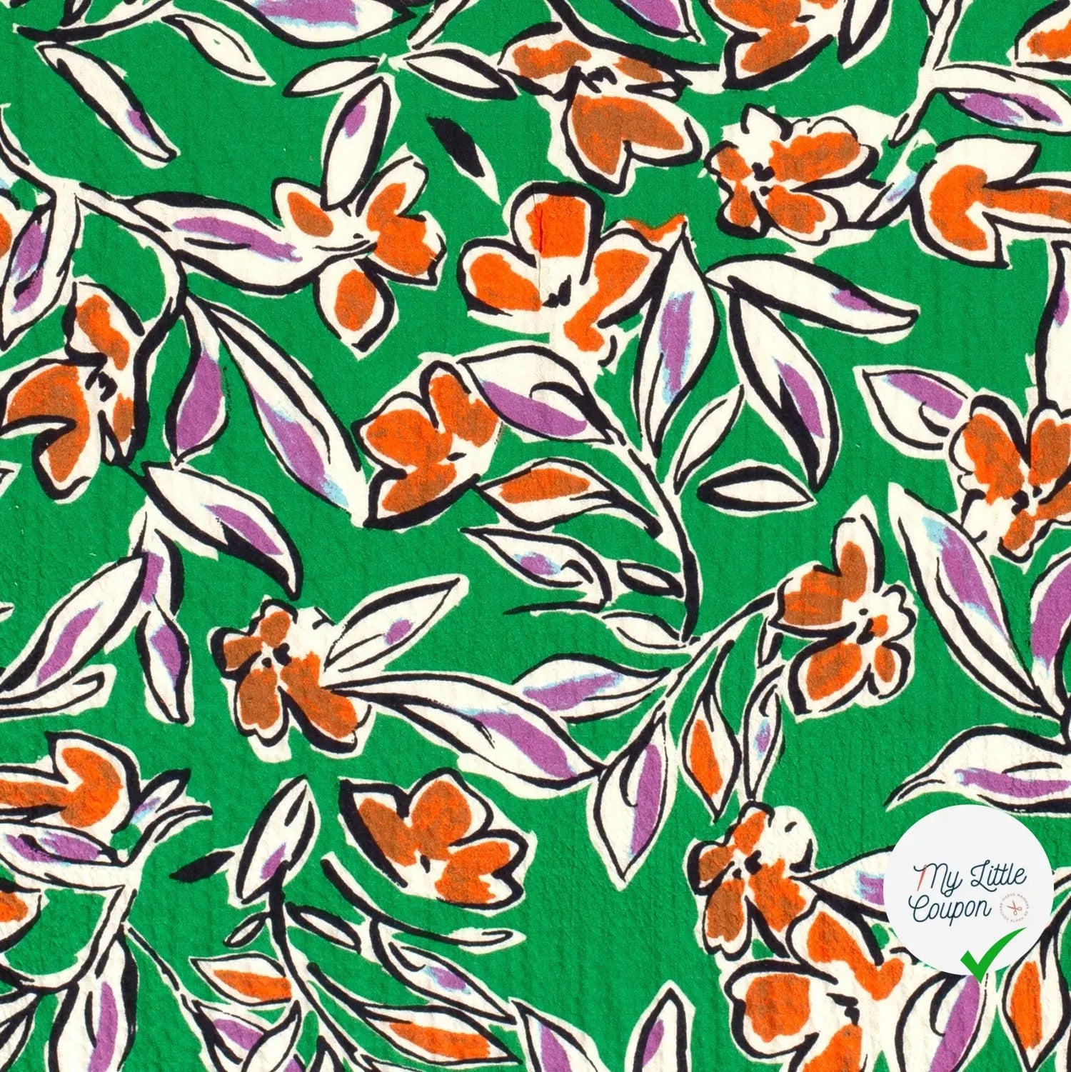 VISCOSE BUBBLE TISSU IMPRIMÉ FEUILLES VERT - My Little Coupon