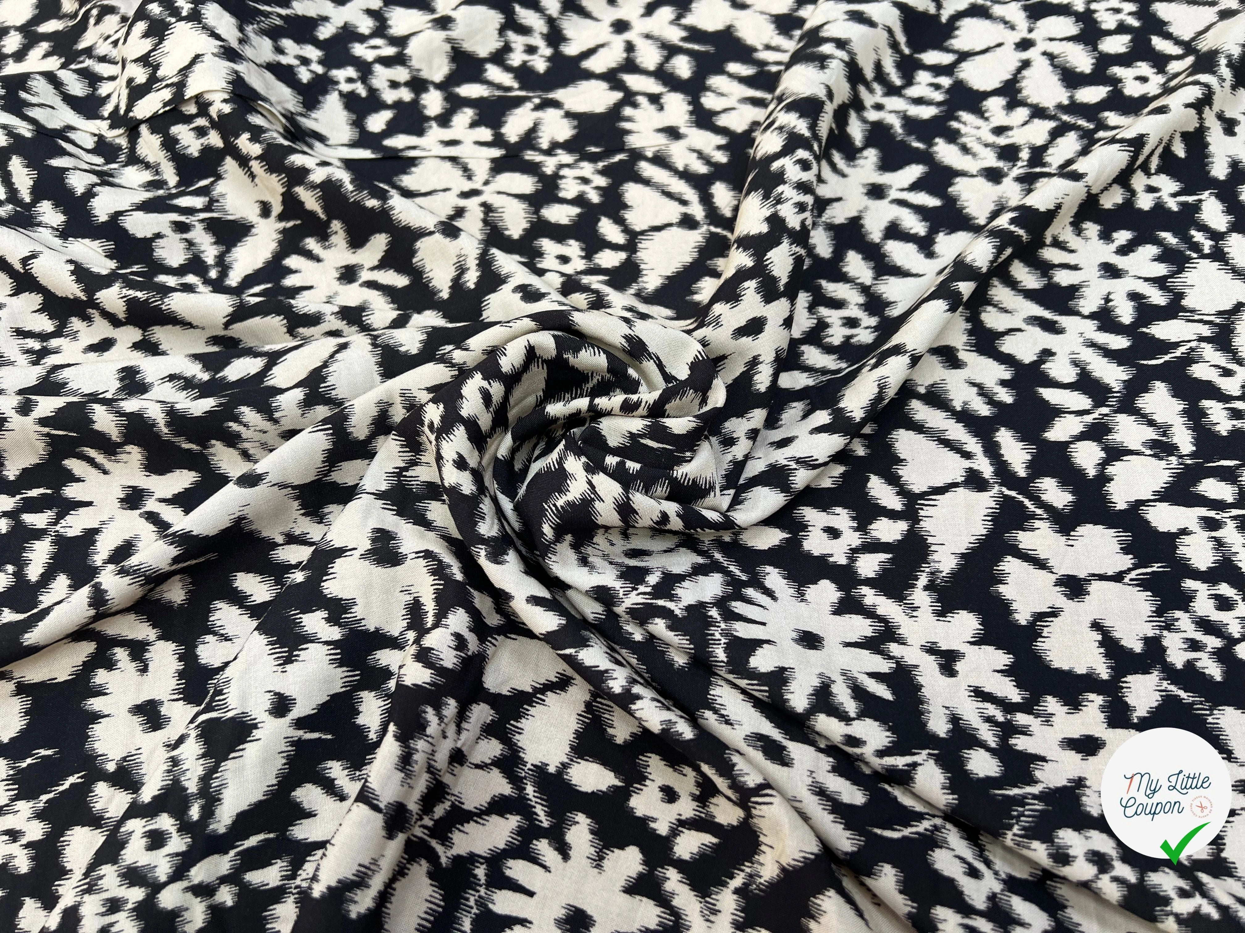 VISCOSE COROLLE NOIR ET BLANC 140 CM - My Little Coupon