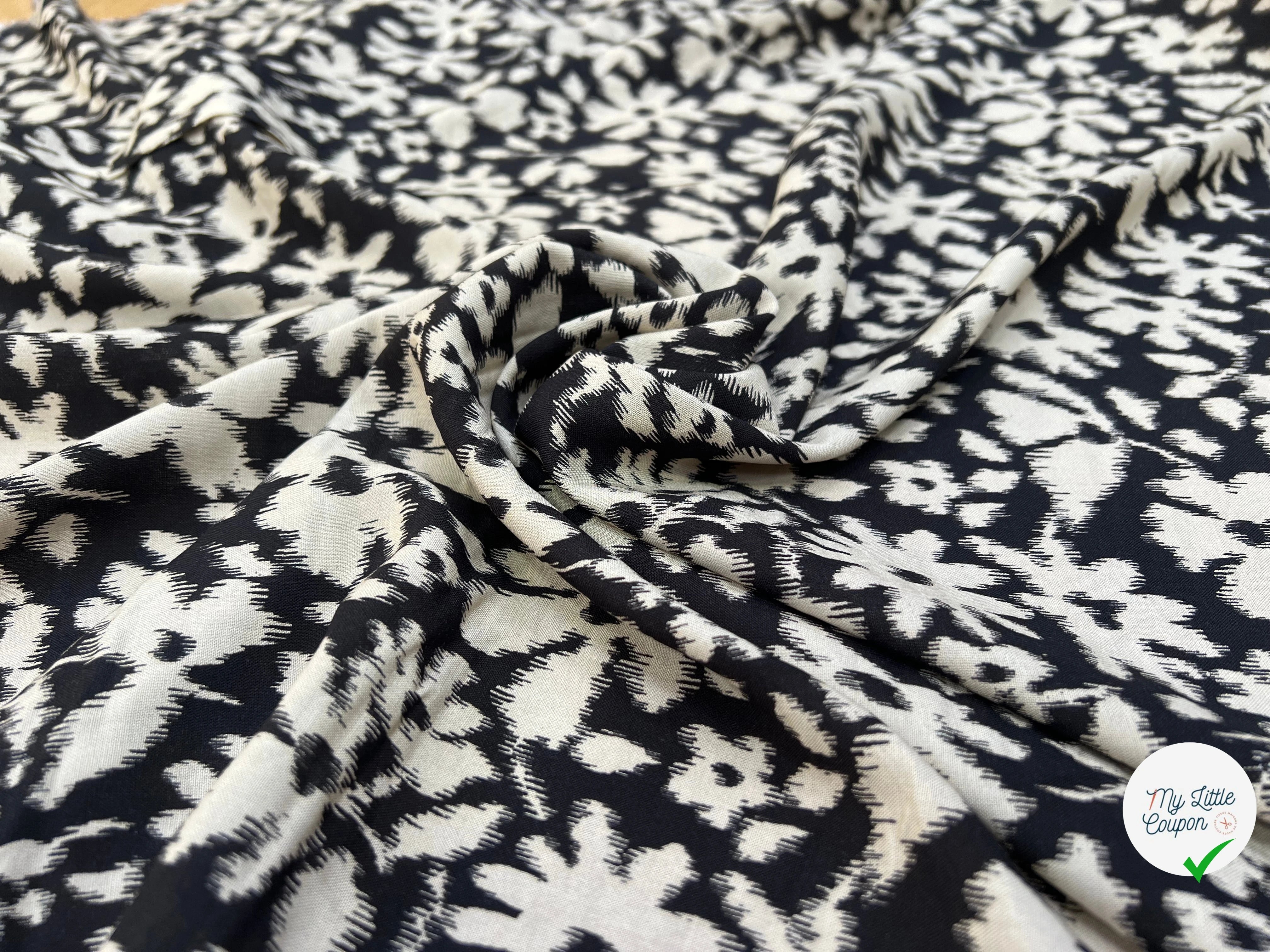 VISCOSE COROLLE NOIR ET BLANC 140 CM - My Little Coupon