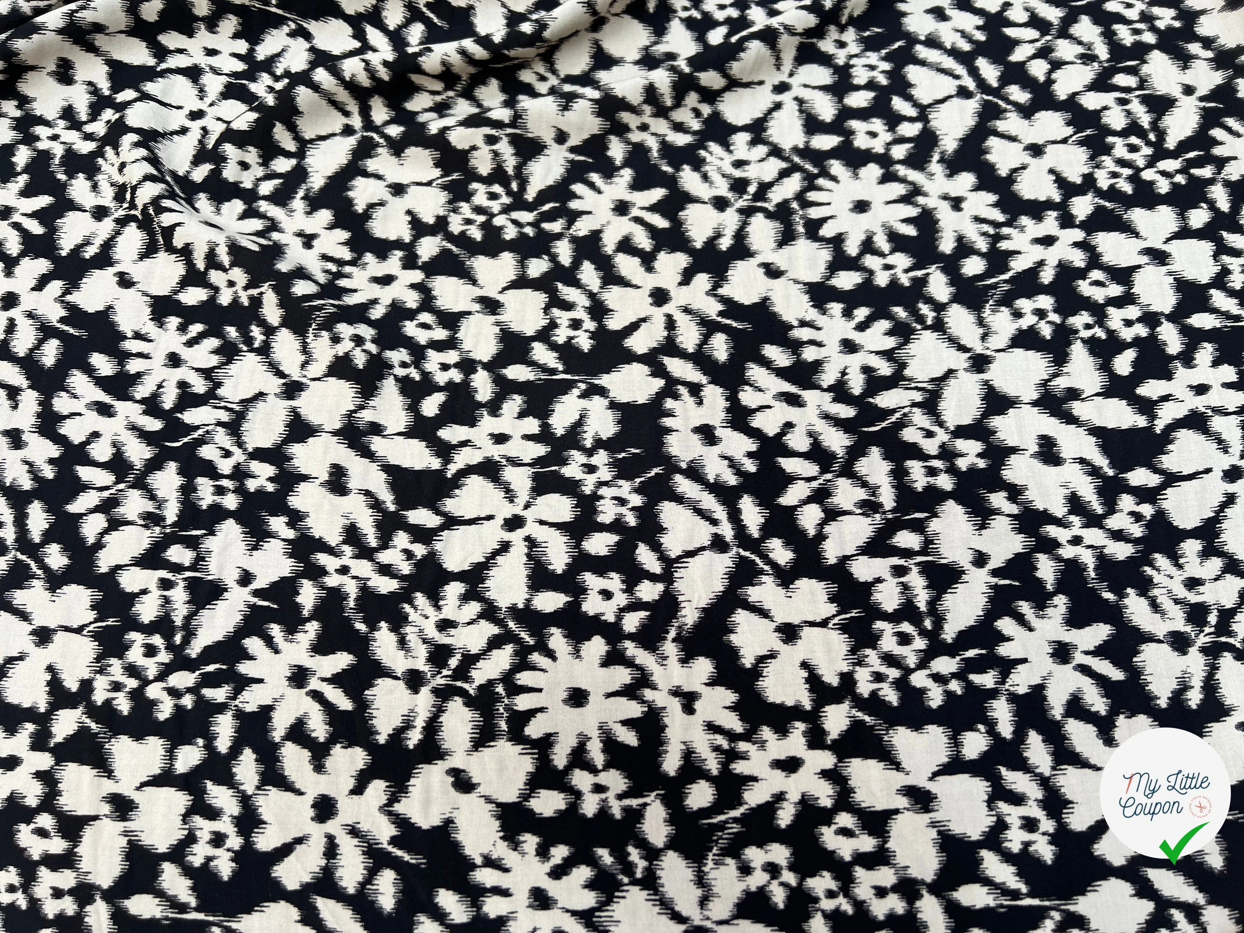 VISCOSE COROLLE NOIR ET BLANC 140 CM - My Little Coupon