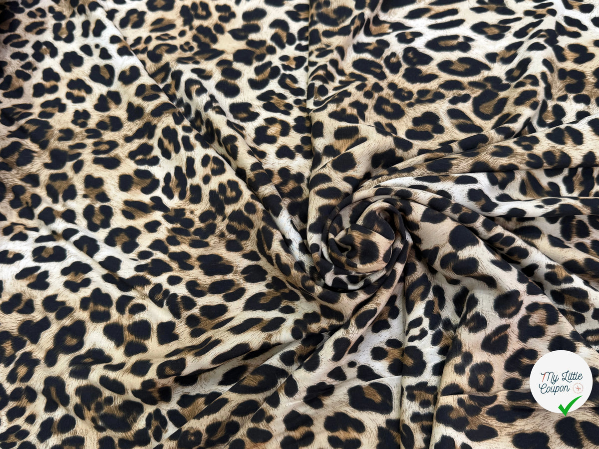 VISCOSE DOUCE LÉOPARDO FLUIDE MARRON BEIGE ET NOIR - My Little Coupon