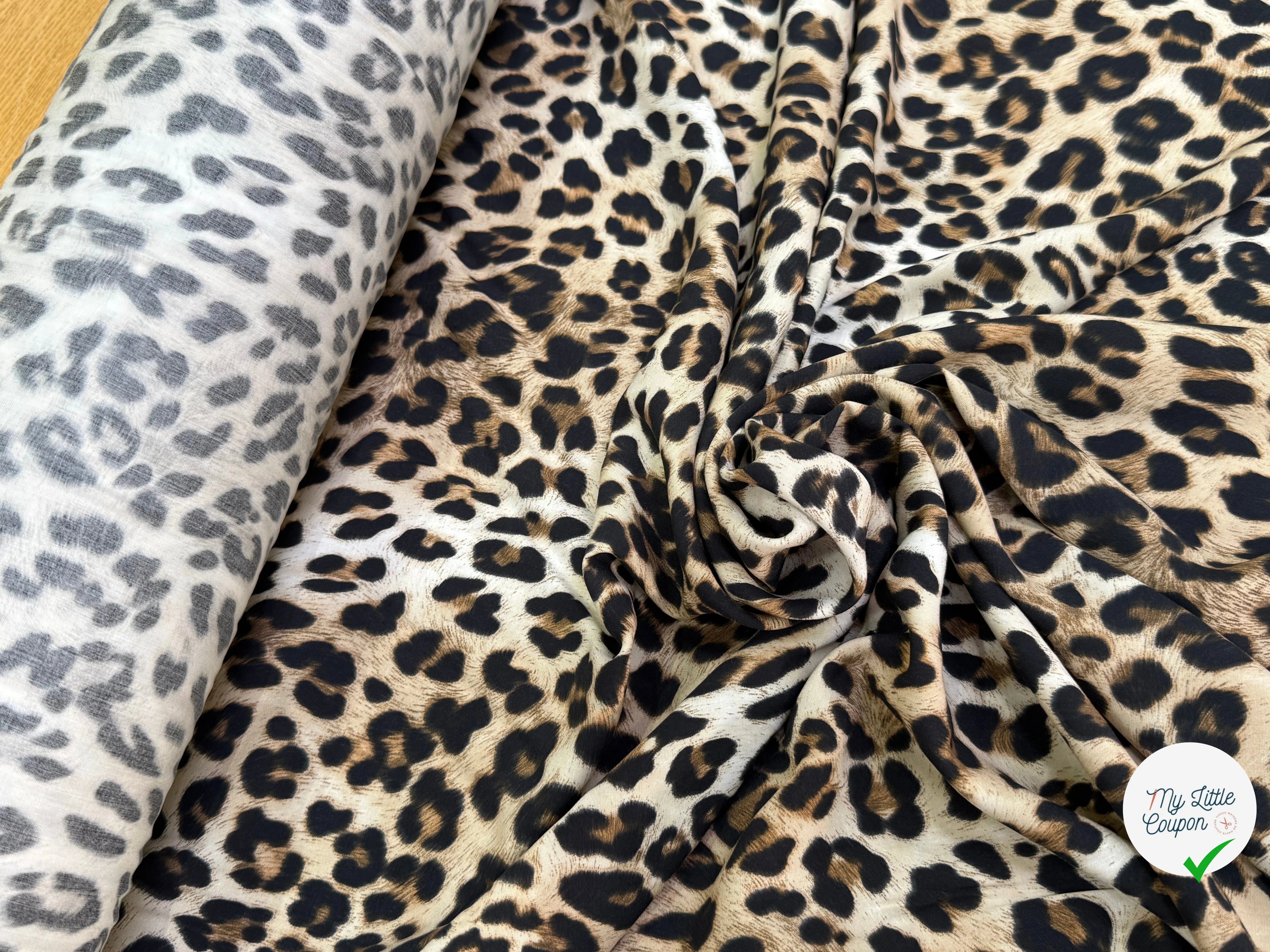 VISCOSE DOUCE LÉOPARDO FLUIDE MARRON BEIGE ET NOIR - My Little Coupon