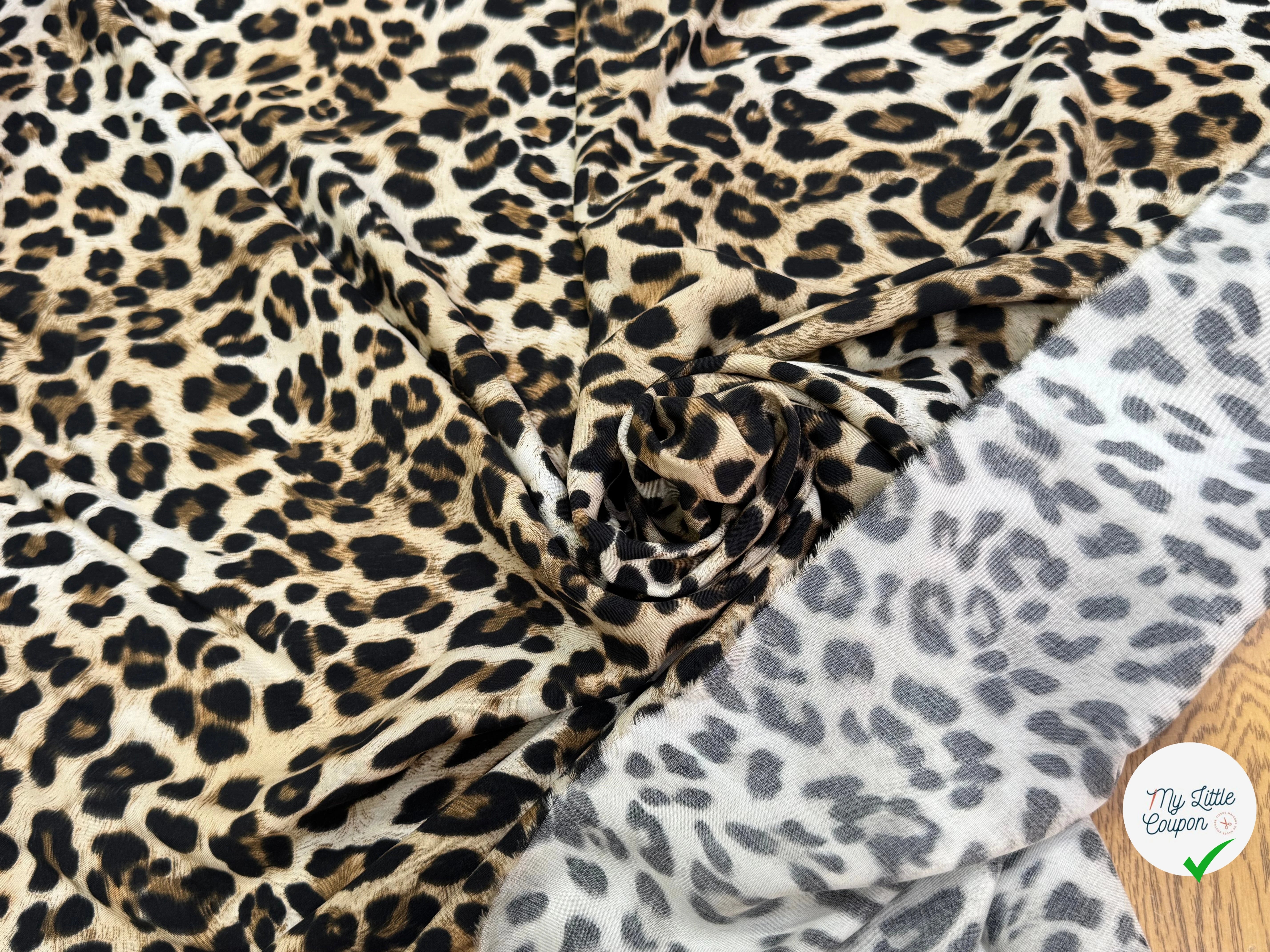 VISCOSE DOUCE LÉOPARDO FLUIDE MARRON BEIGE ET NOIR - My Little Coupon