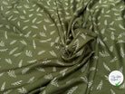 VISCOSE DOUCE TRES LEGEREMENT SATINEE MOTIF FEUILLAGES KAKI - My Little Coupon