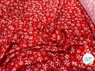 VISCOSE DOUCE TRES LEGEREMENT SATINEE PRINT FLEURS SUR FOND ROUGE - My Little Coupon
