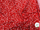 VISCOSE DOUCE TRES LEGEREMENT SATINEE PRINT FLEURS SUR FOND ROUGE - My Little Coupon