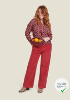VISCOSE ÉLASTHANNE IMPRIMÉ POIS ROSES FOND MARRON - My Little Coupon
