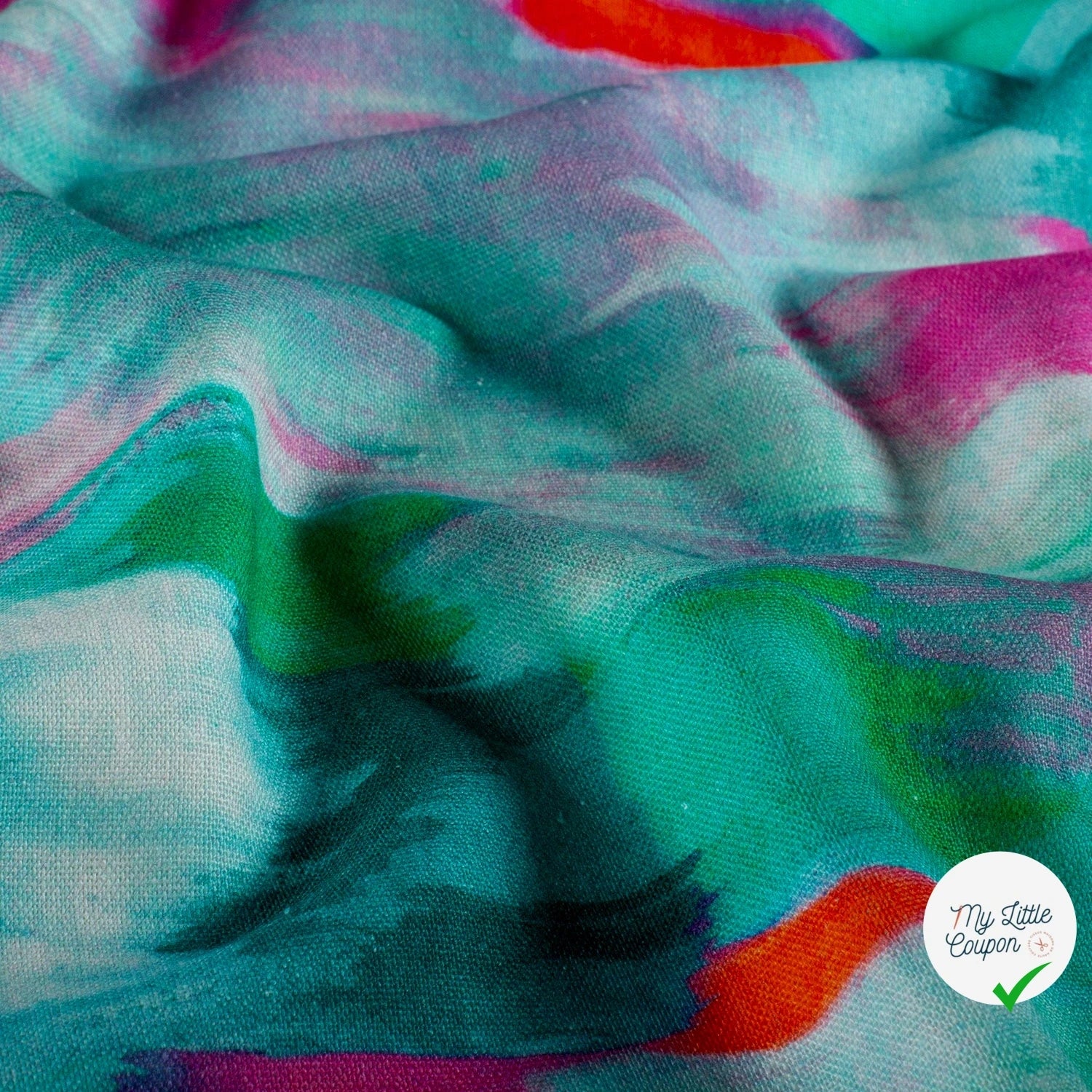 VISCOSE ET LIN ABSTRAIT MENTHE FONCÉE - My Little Coupon