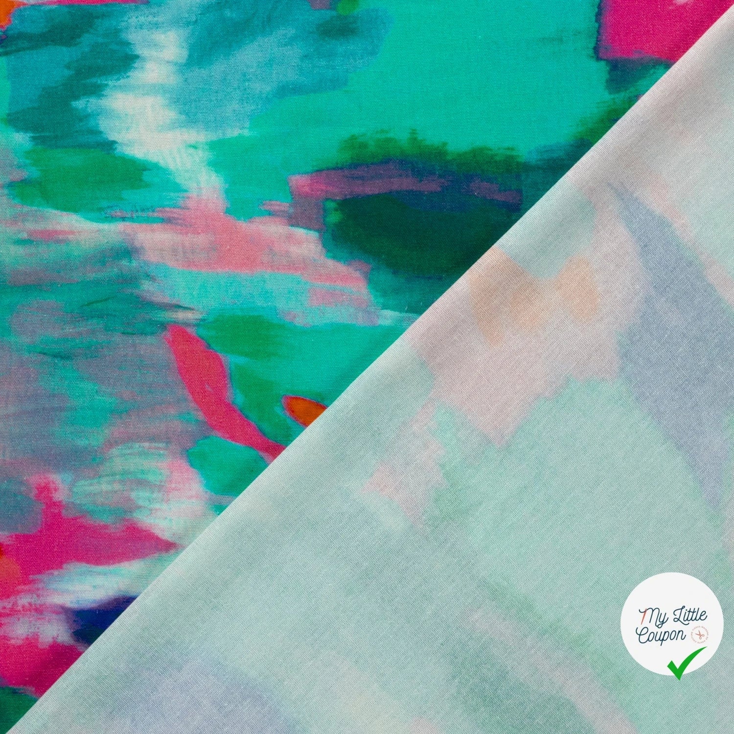 VISCOSE ET LIN ABSTRAIT MENTHE FONCÉE - My Little Coupon