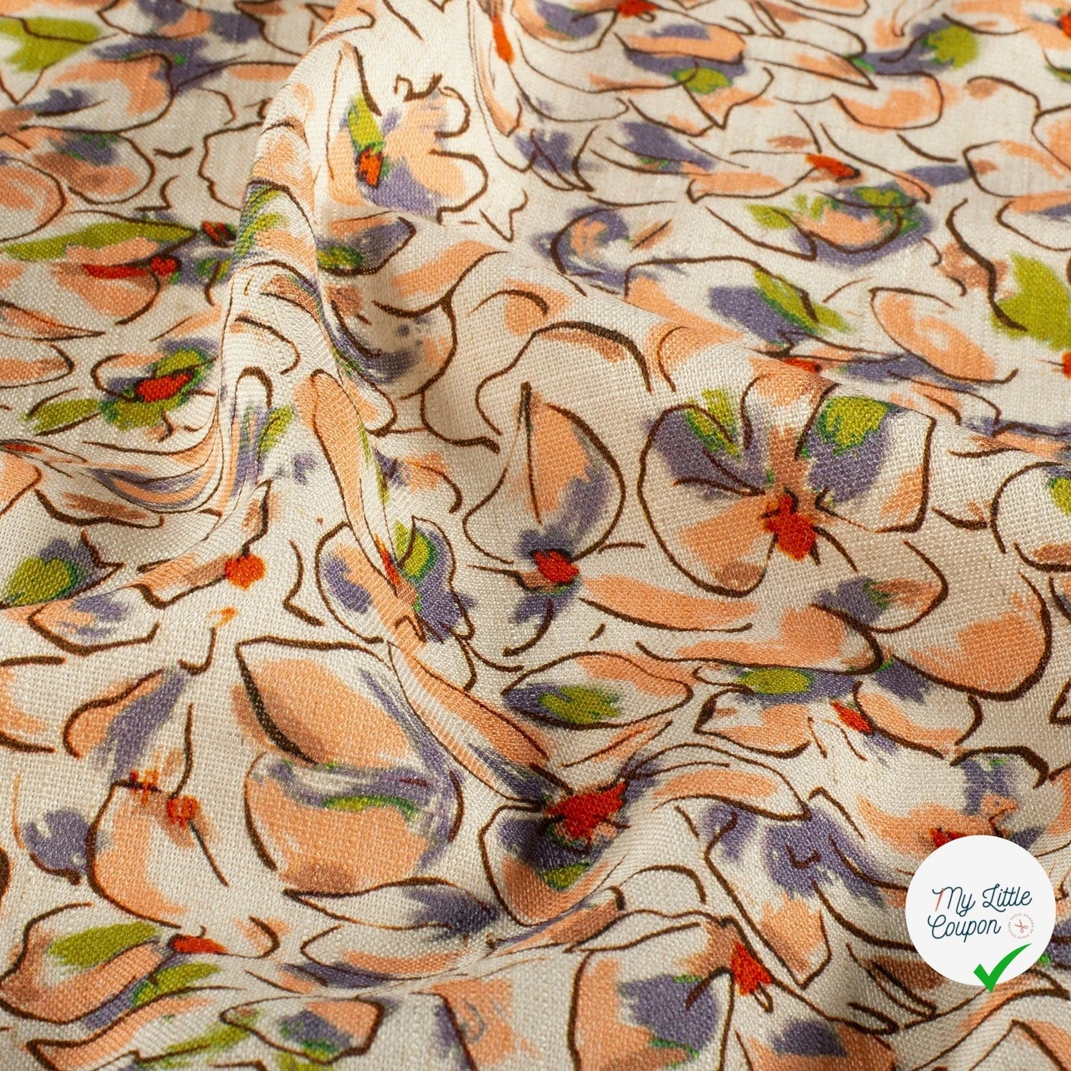 VISCOSE ET LIN FLEURS SAUMON - My Little Coupon