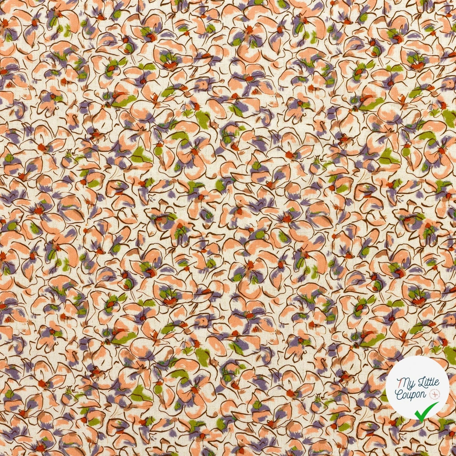 VISCOSE ET LIN FLEURS SAUMON - My Little Coupon